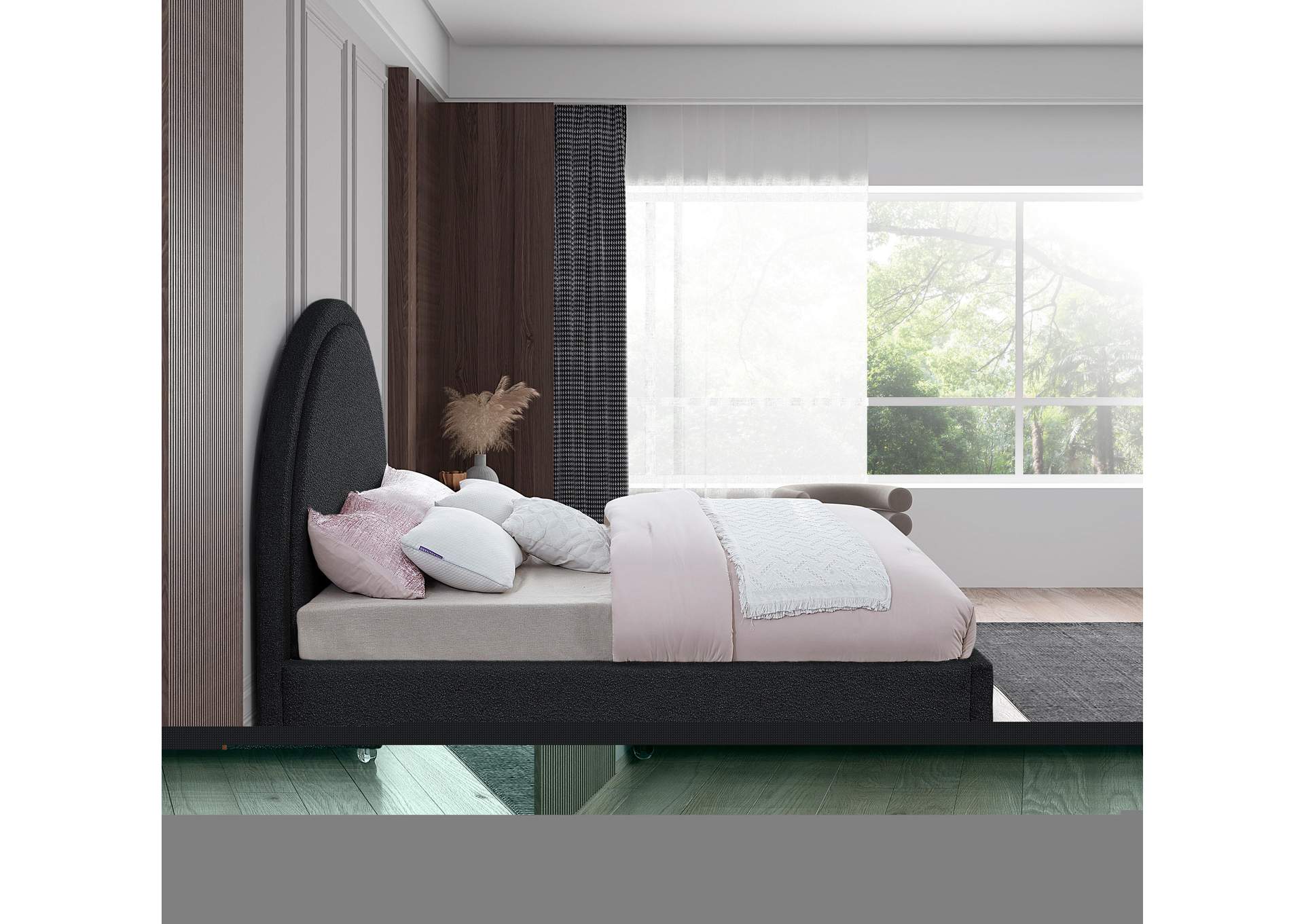 Milo Black Fabric King Bed,Meridian Furniture