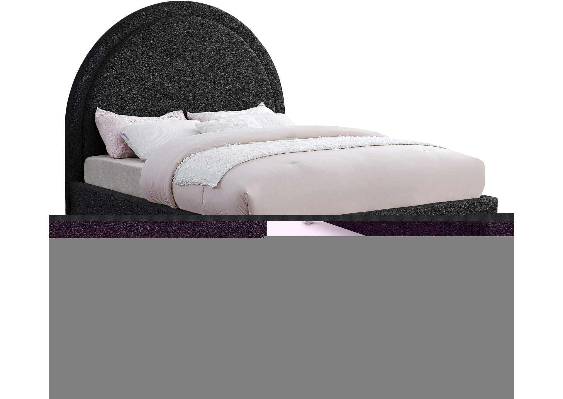 Milo Black Fabric Queen Bed,Meridian Furniture