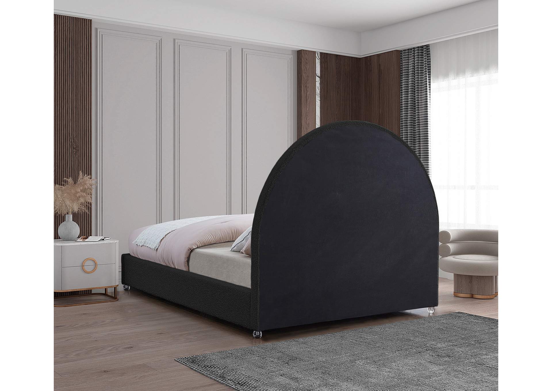 Milo Black Fabric Queen Bed,Meridian Furniture