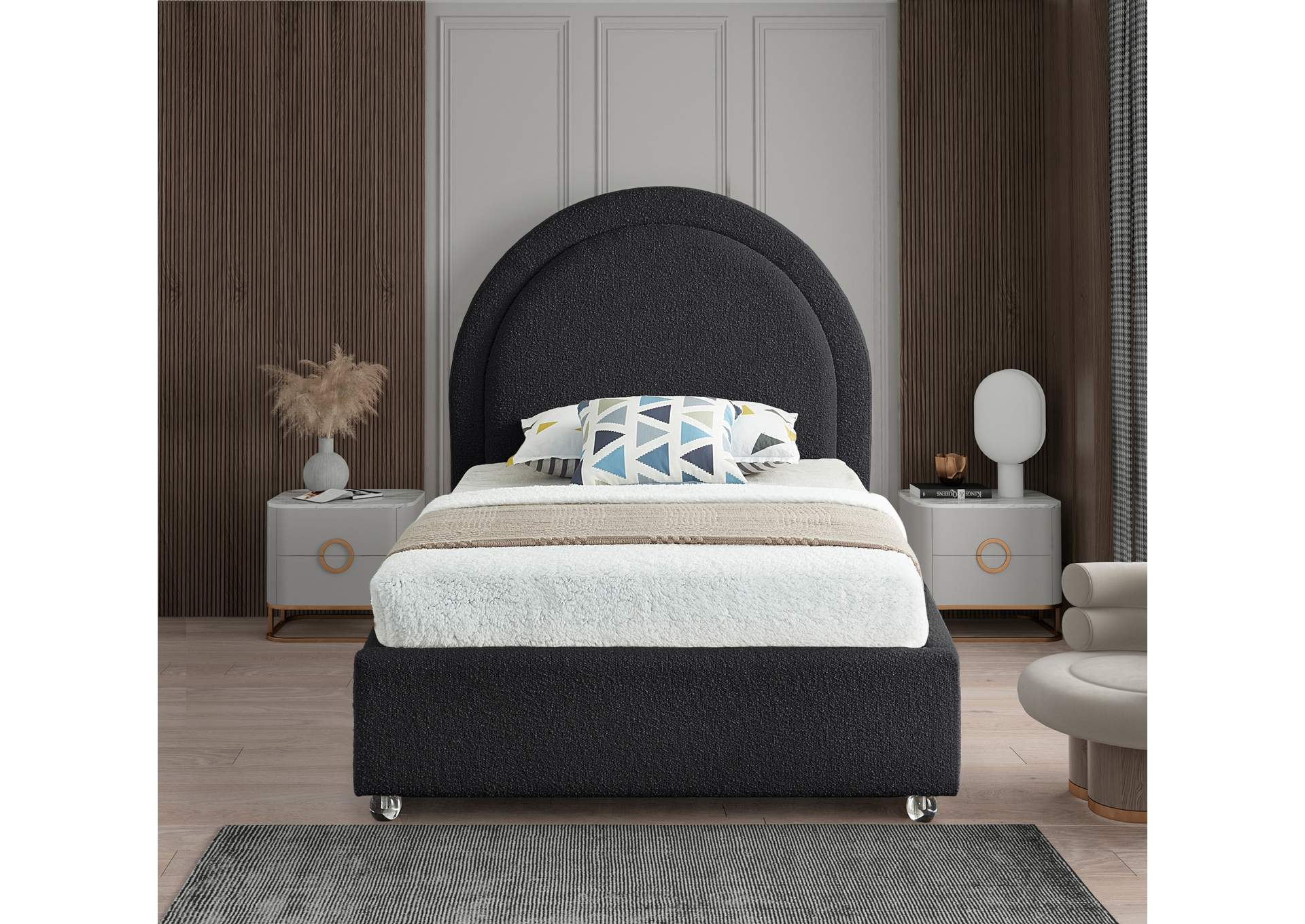 Milo Black Fabric Twin Bed,Meridian Furniture