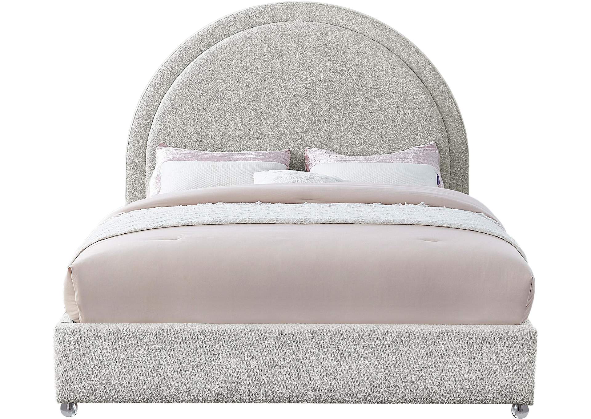 Milo Cream Fabric Queen Bed,Meridian Furniture