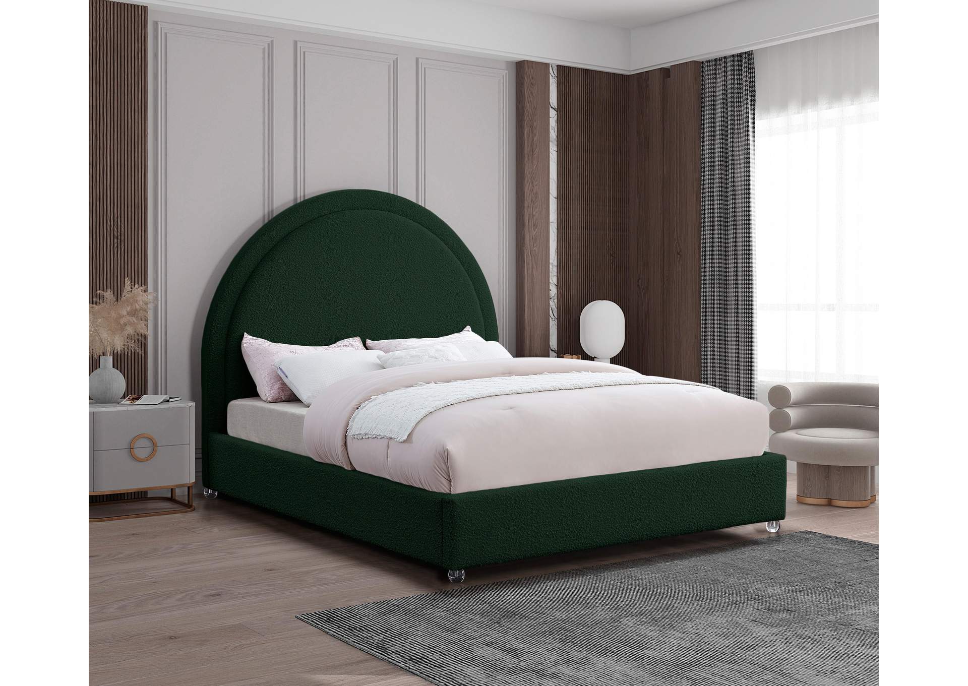 Milo Green Fabric King Bed,Meridian Furniture