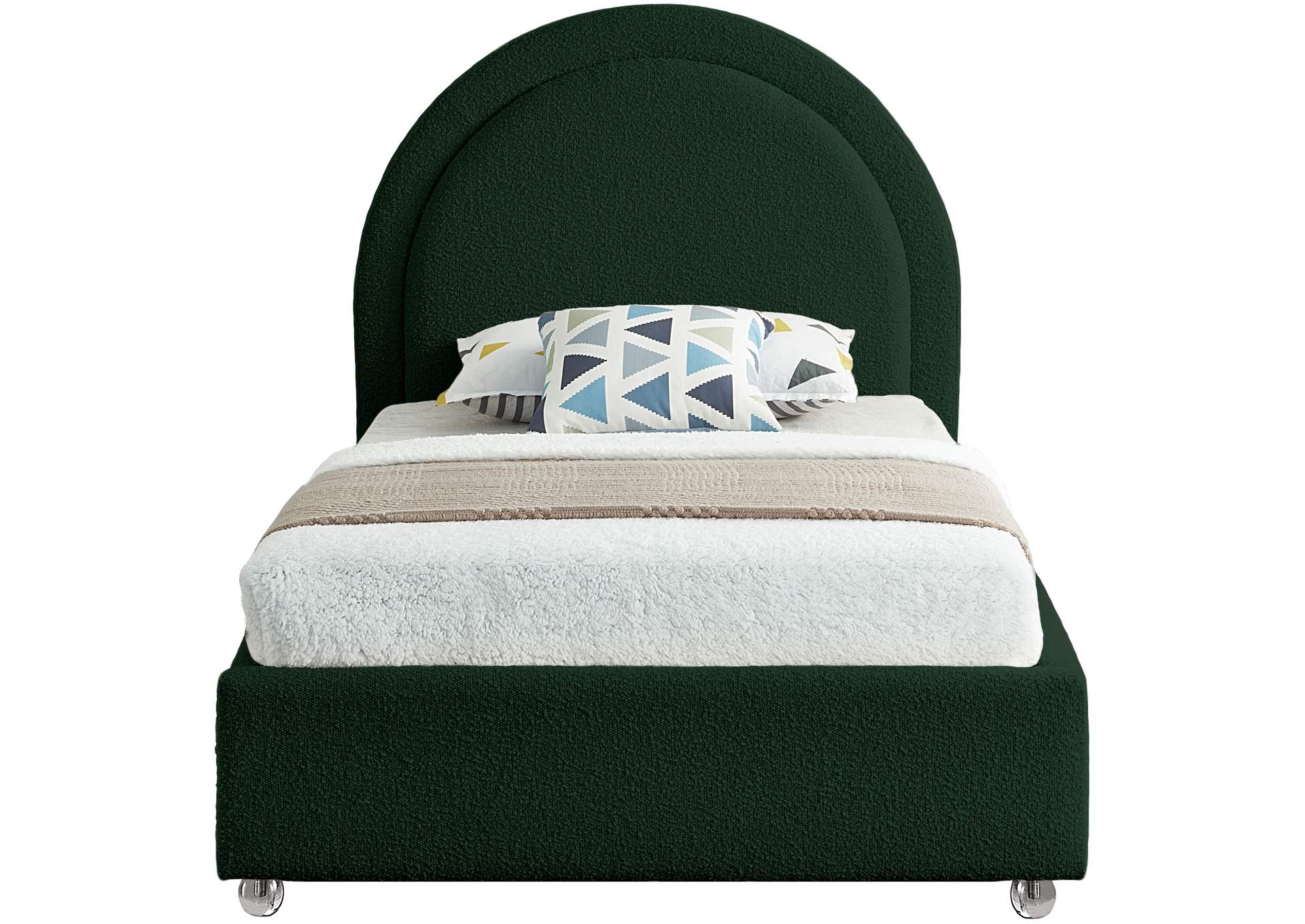 Milo Green Fabric Twin Bed,Meridian Furniture