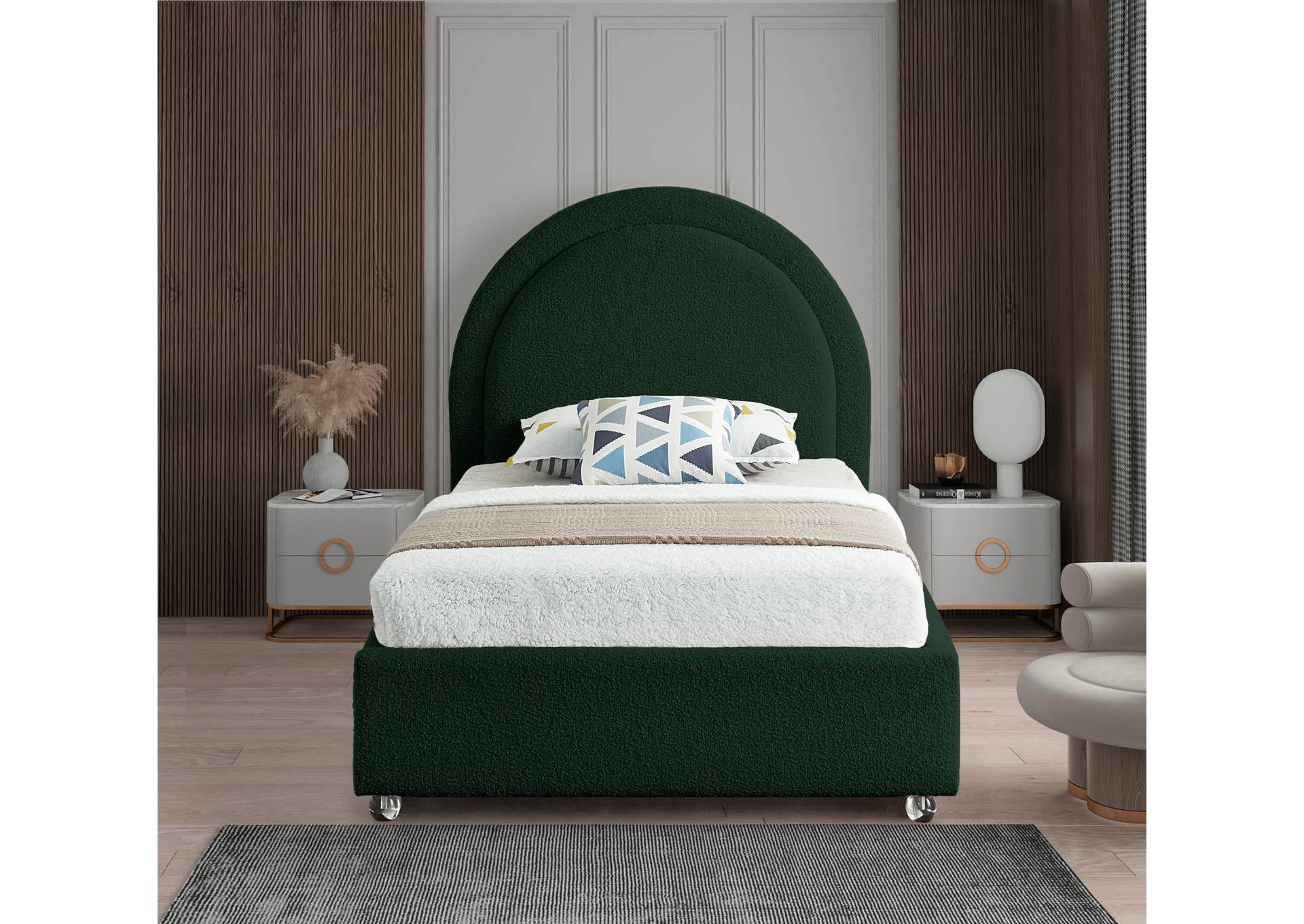 Milo Green Fabric Twin Bed,Meridian Furniture