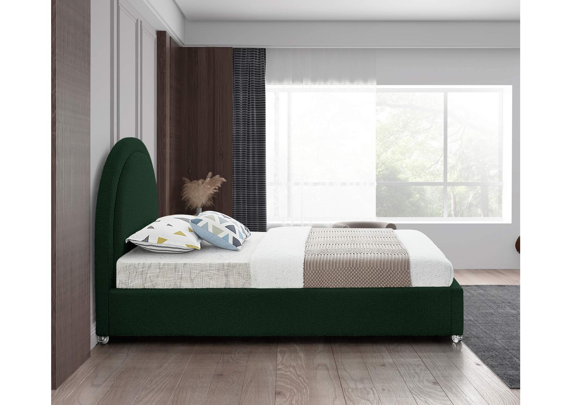 Milo Green Fabric Twin Bed,Meridian Furniture