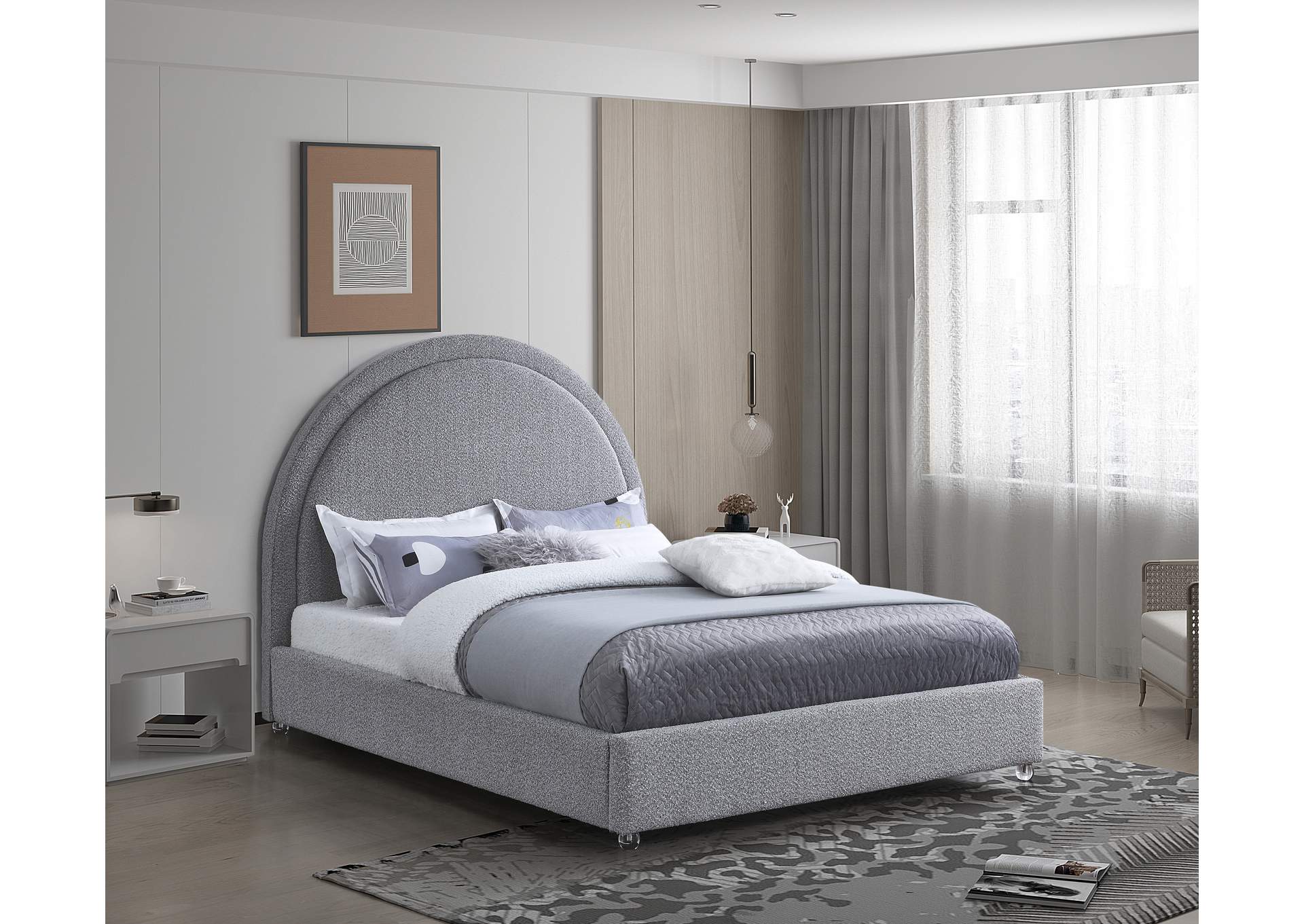 Milo Grey Fabric Full Bed,Meridian Furniture