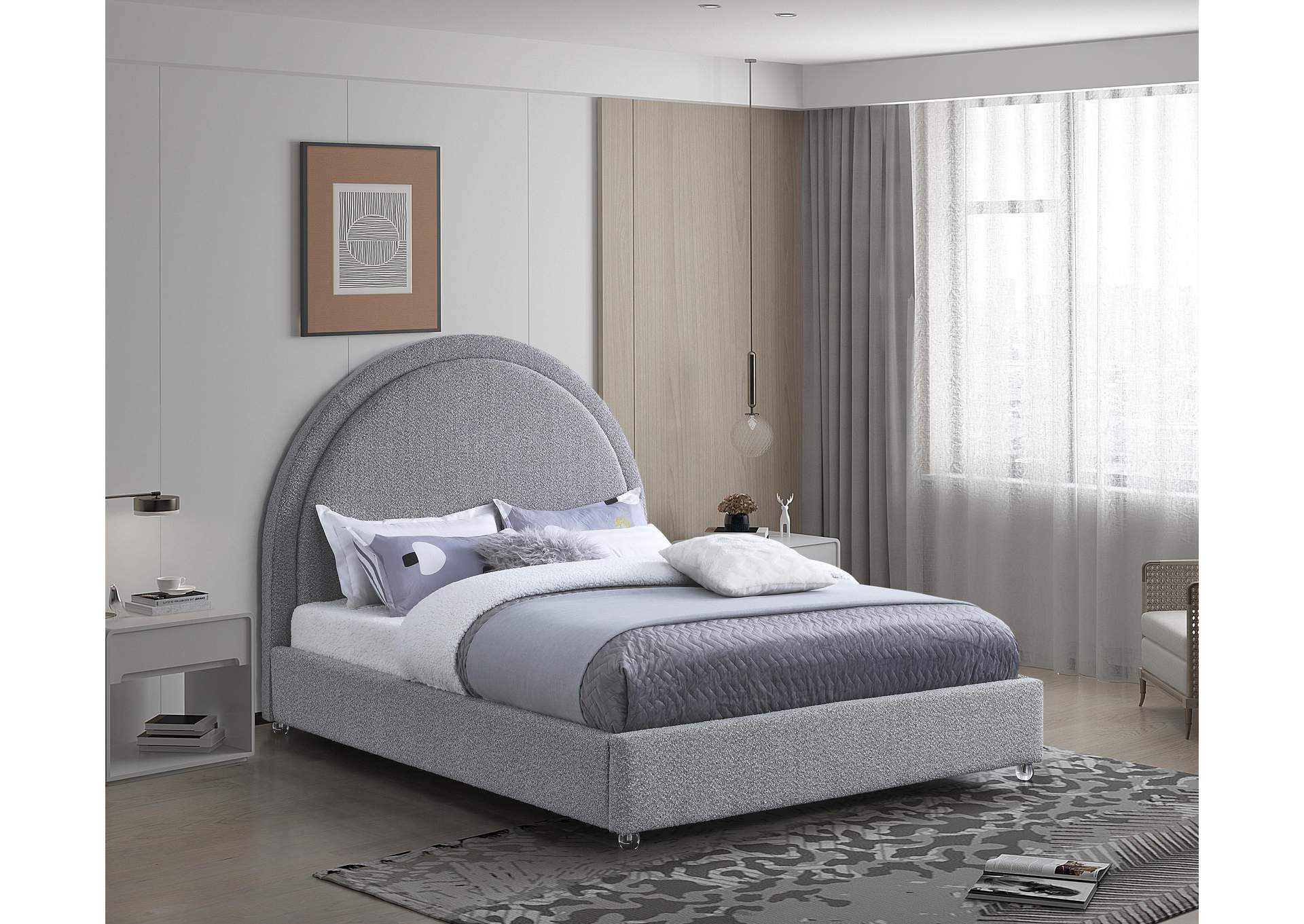 Milo Grey Fabric Queen Bed,Meridian Furniture