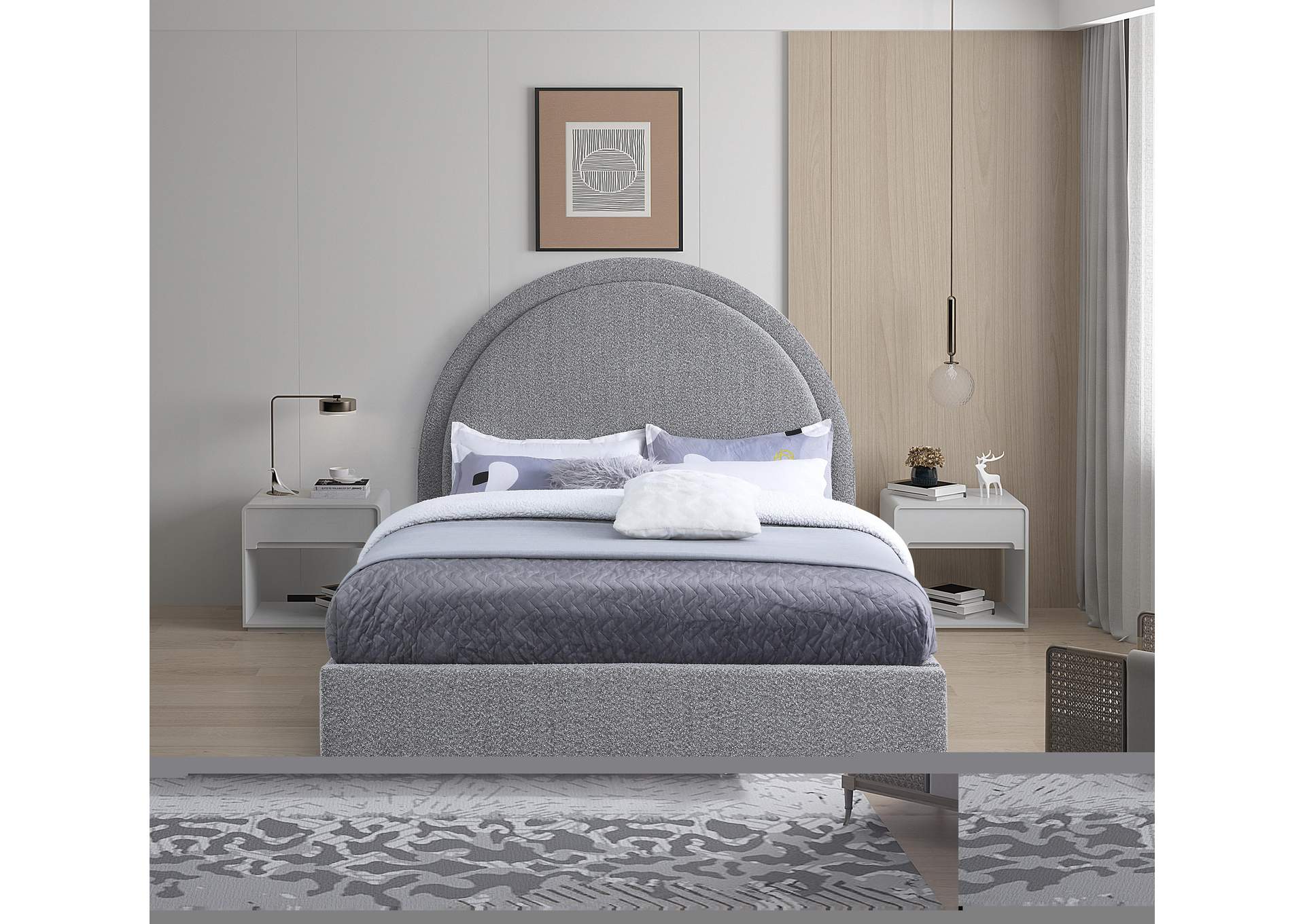 Milo Grey Fabric Queen Bed,Meridian Furniture