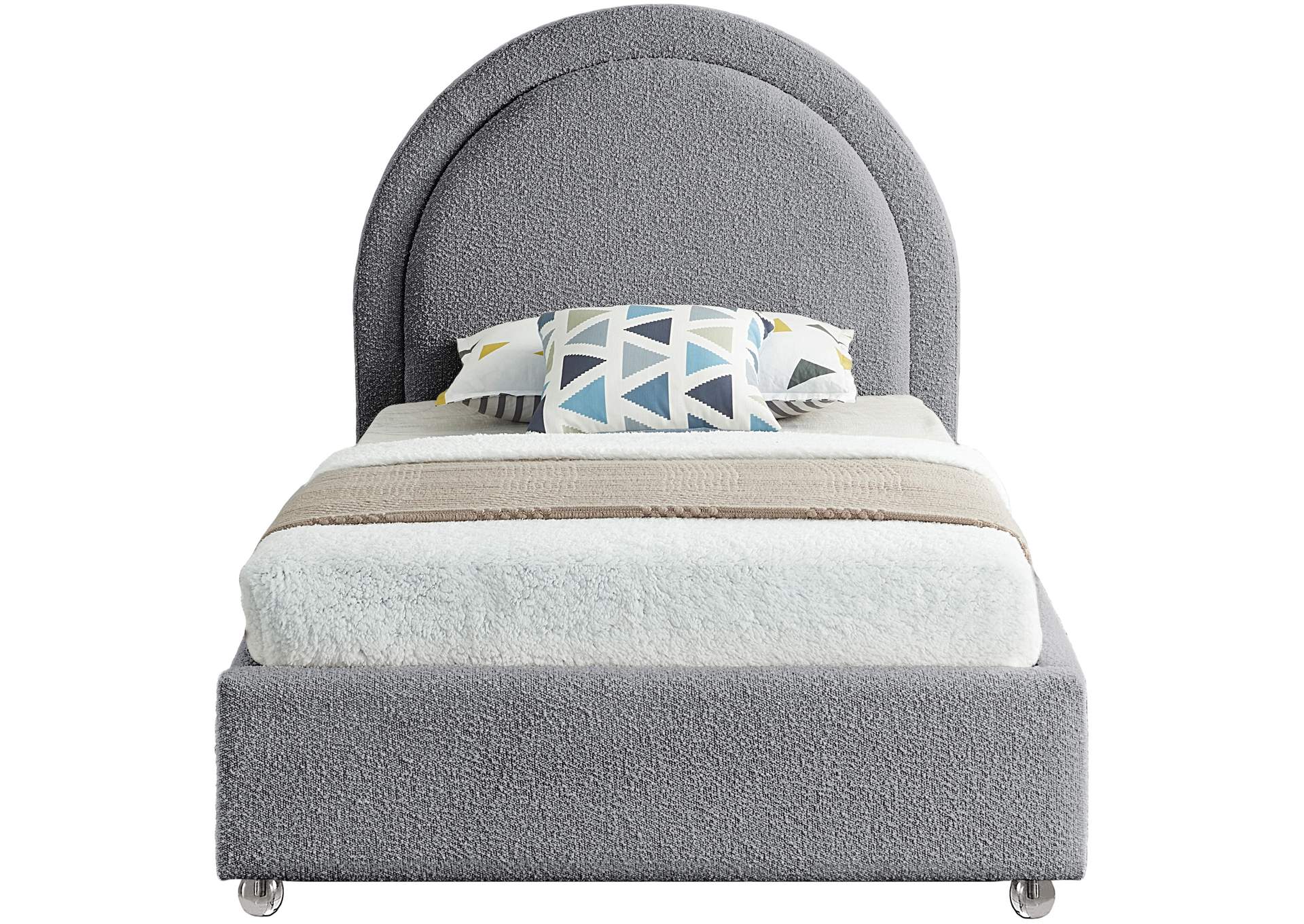 Milo Grey Fabric Twin Bed,Meridian Furniture