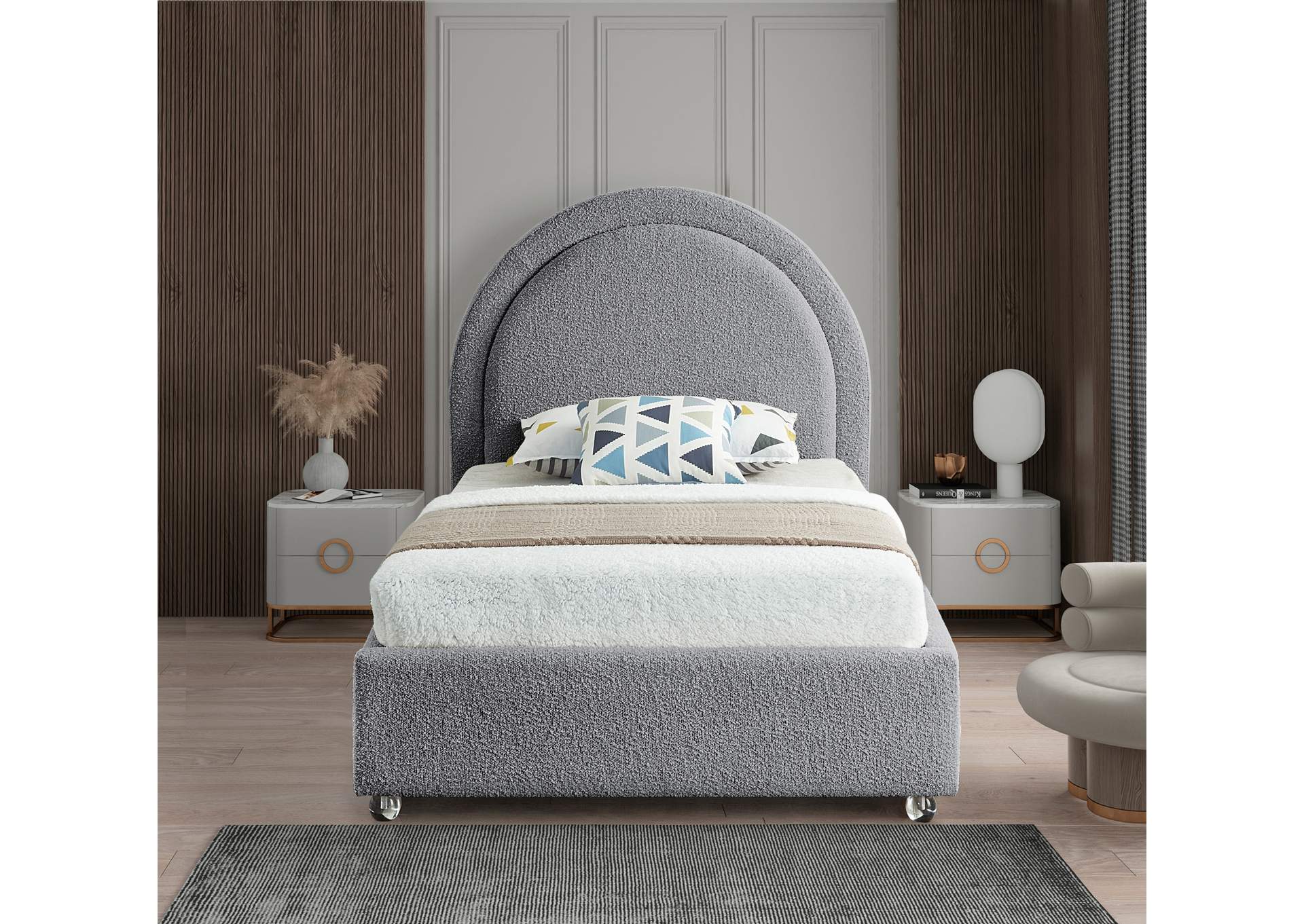 Milo Grey Fabric Twin Bed,Meridian Furniture