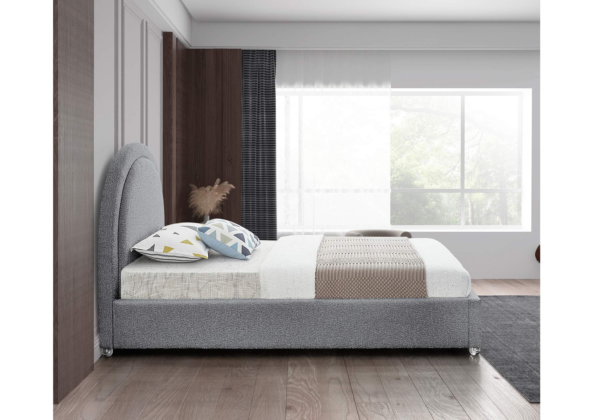 Milo Grey Fabric Twin Bed,Meridian Furniture