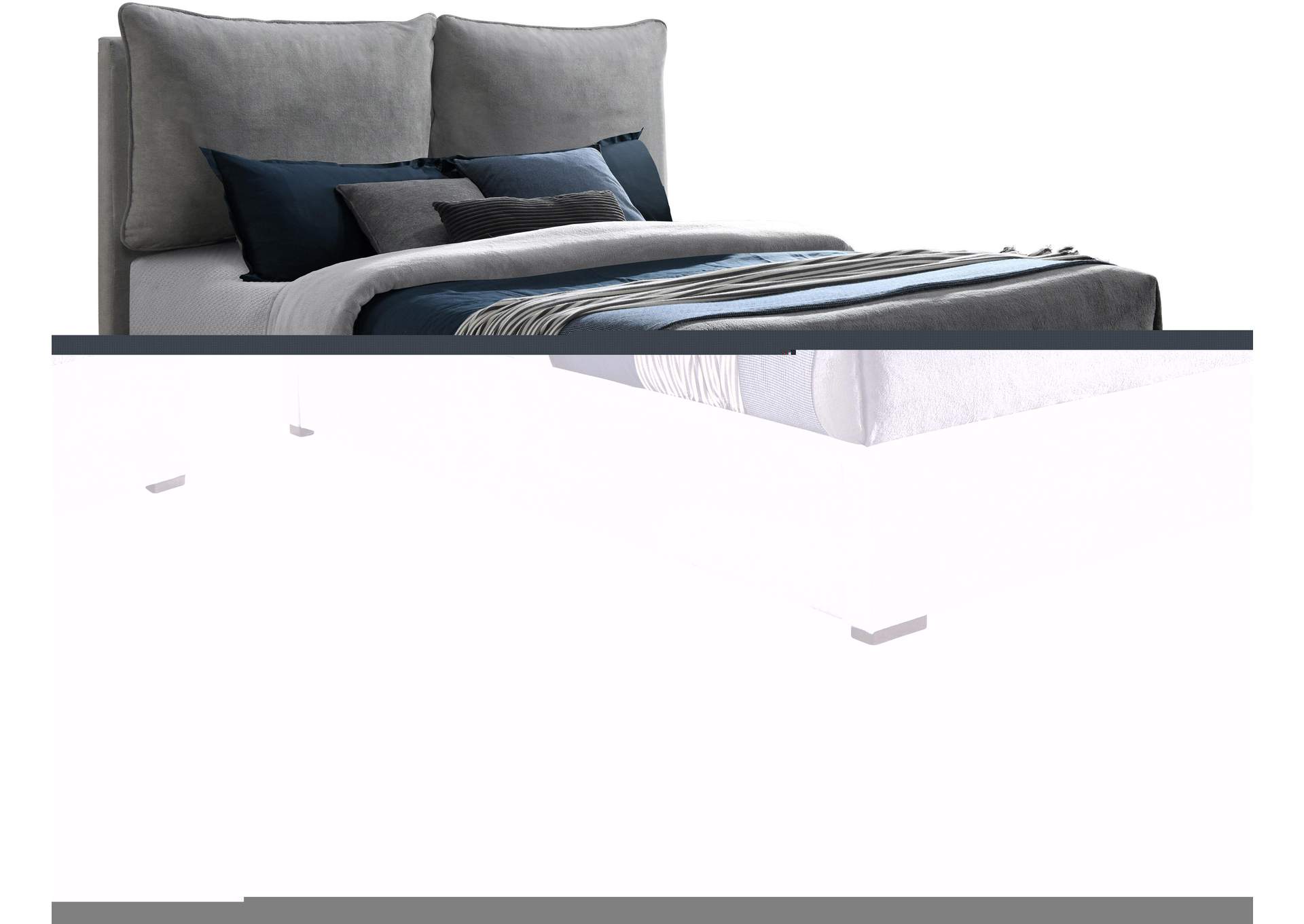 Misha Light Grey Polyester Fabric King Bed (3 Boxes),Meridian Furniture