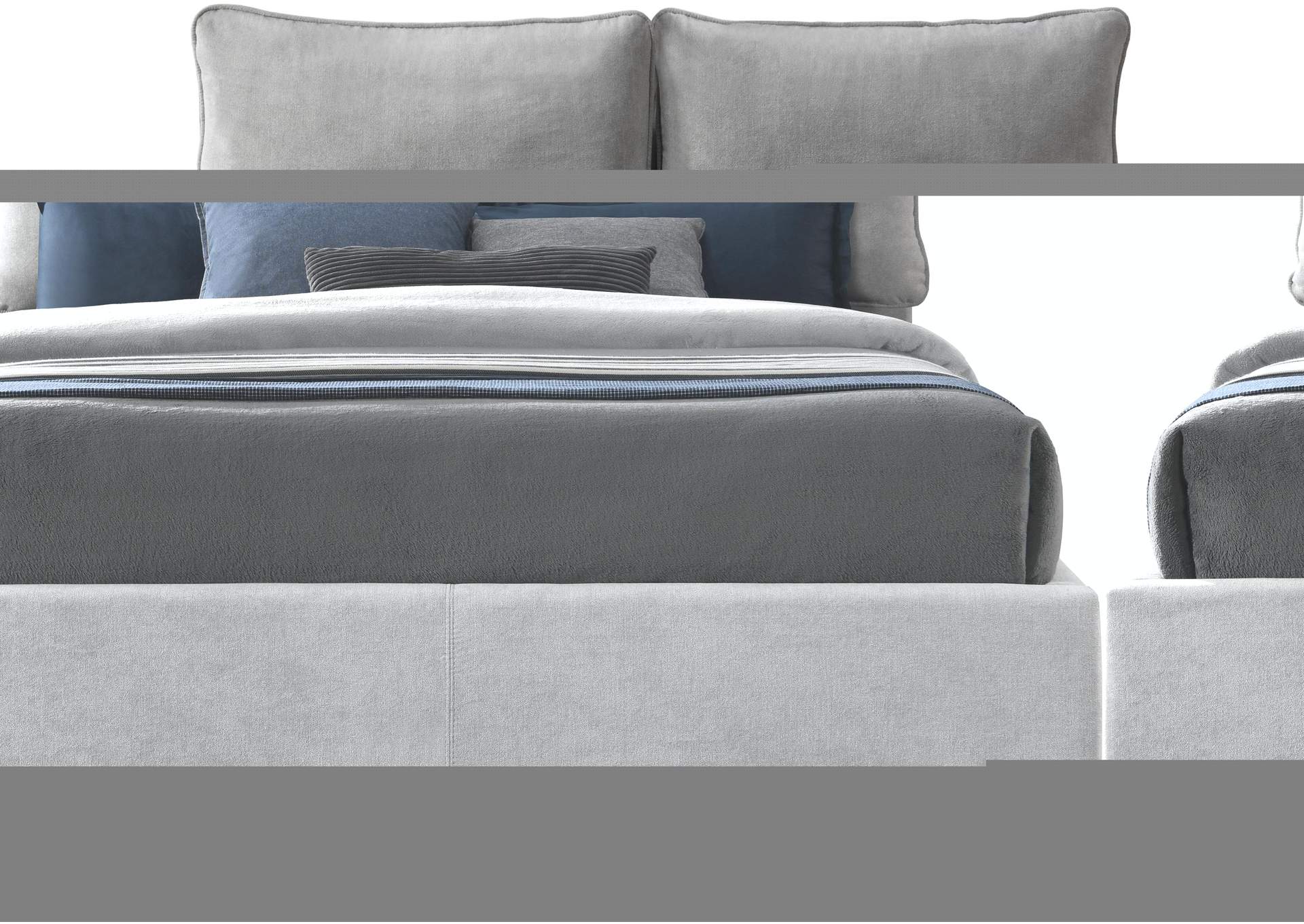 Misha Light Grey Polyester Fabric King Bed (3 Boxes),Meridian Furniture