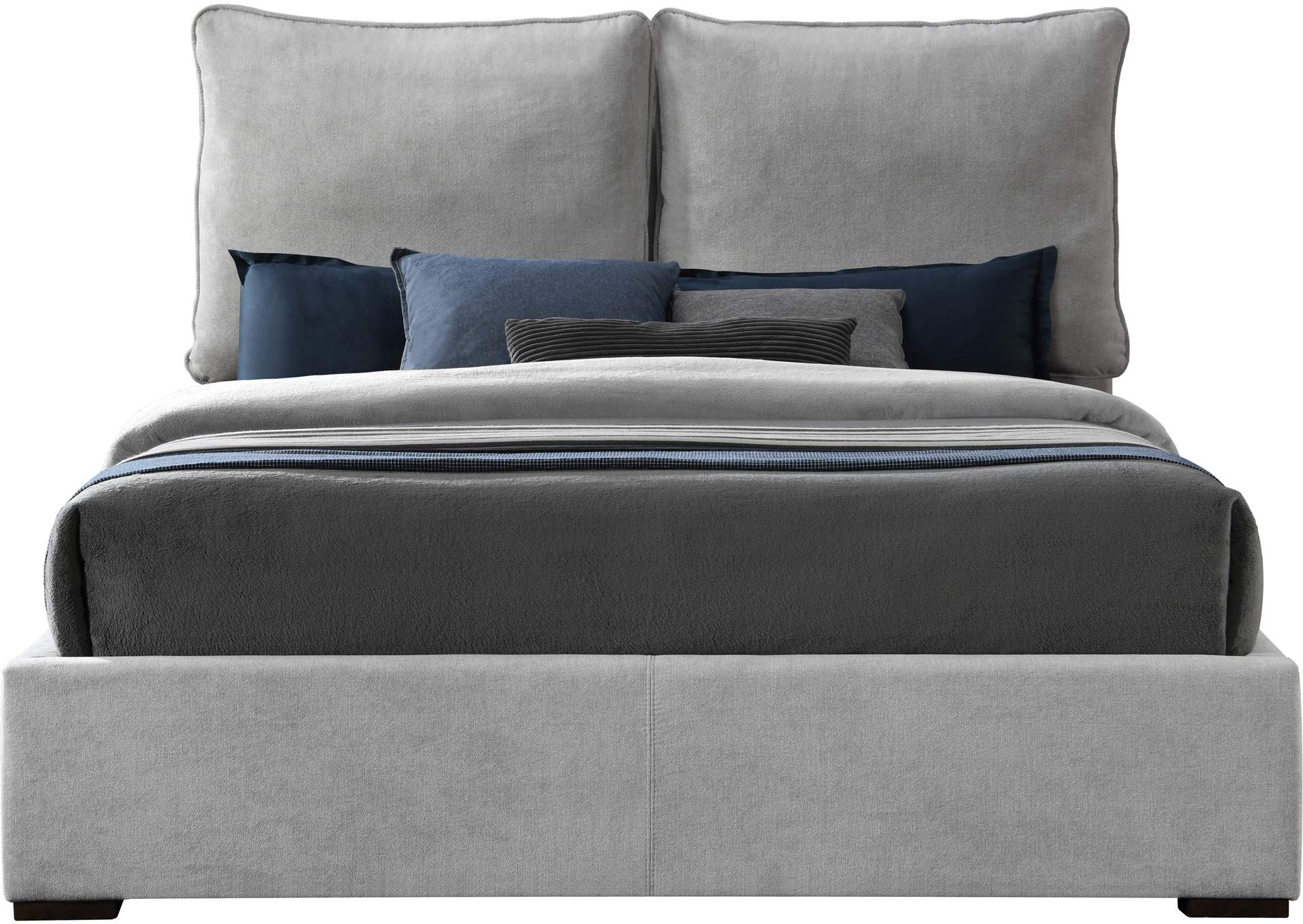 Misha Light Grey Polyester Fabric Queen Bed (3 Boxes),Meridian Furniture