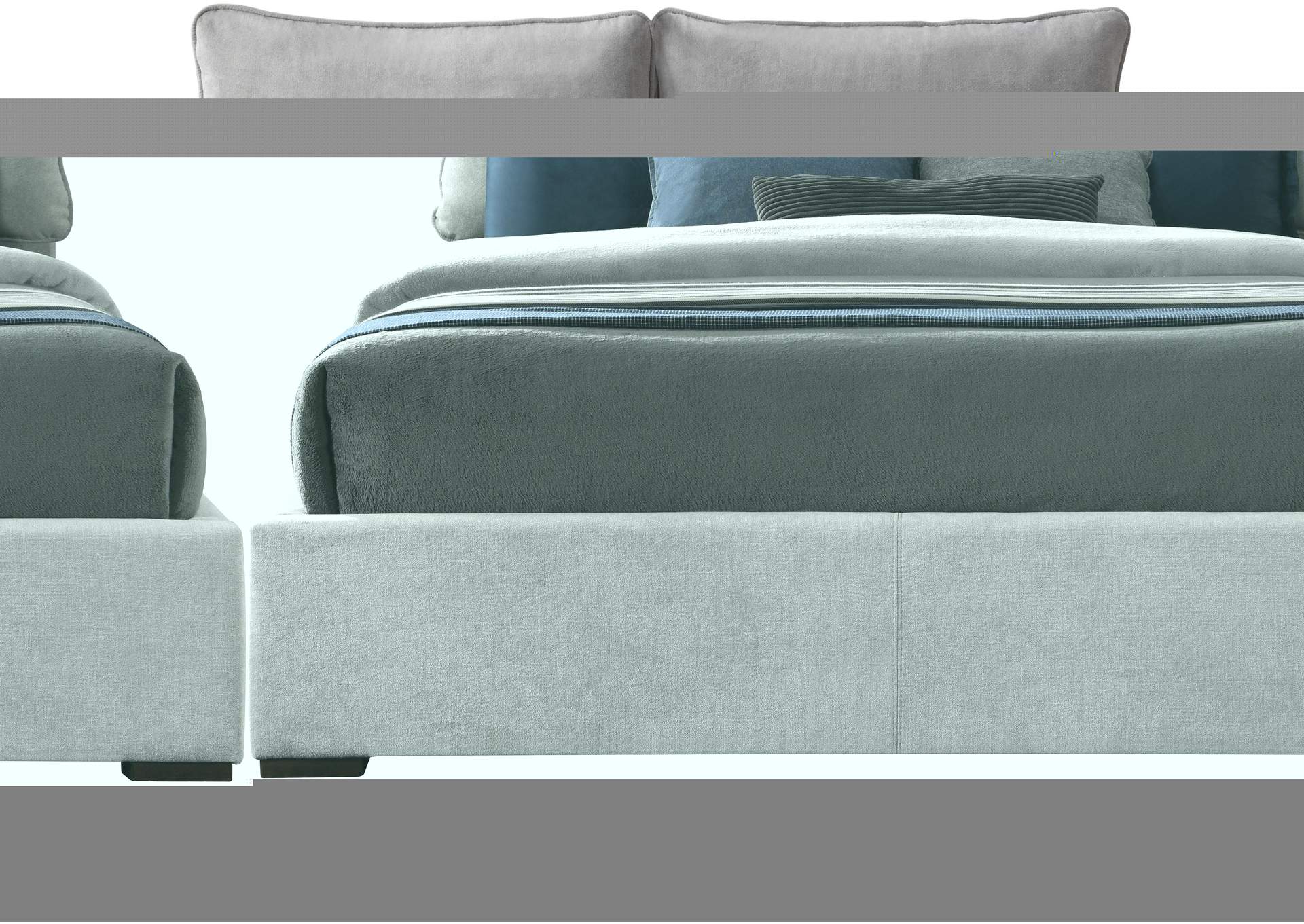 Misha Light Grey Polyester Fabric Queen Bed (3 Boxes),Meridian Furniture