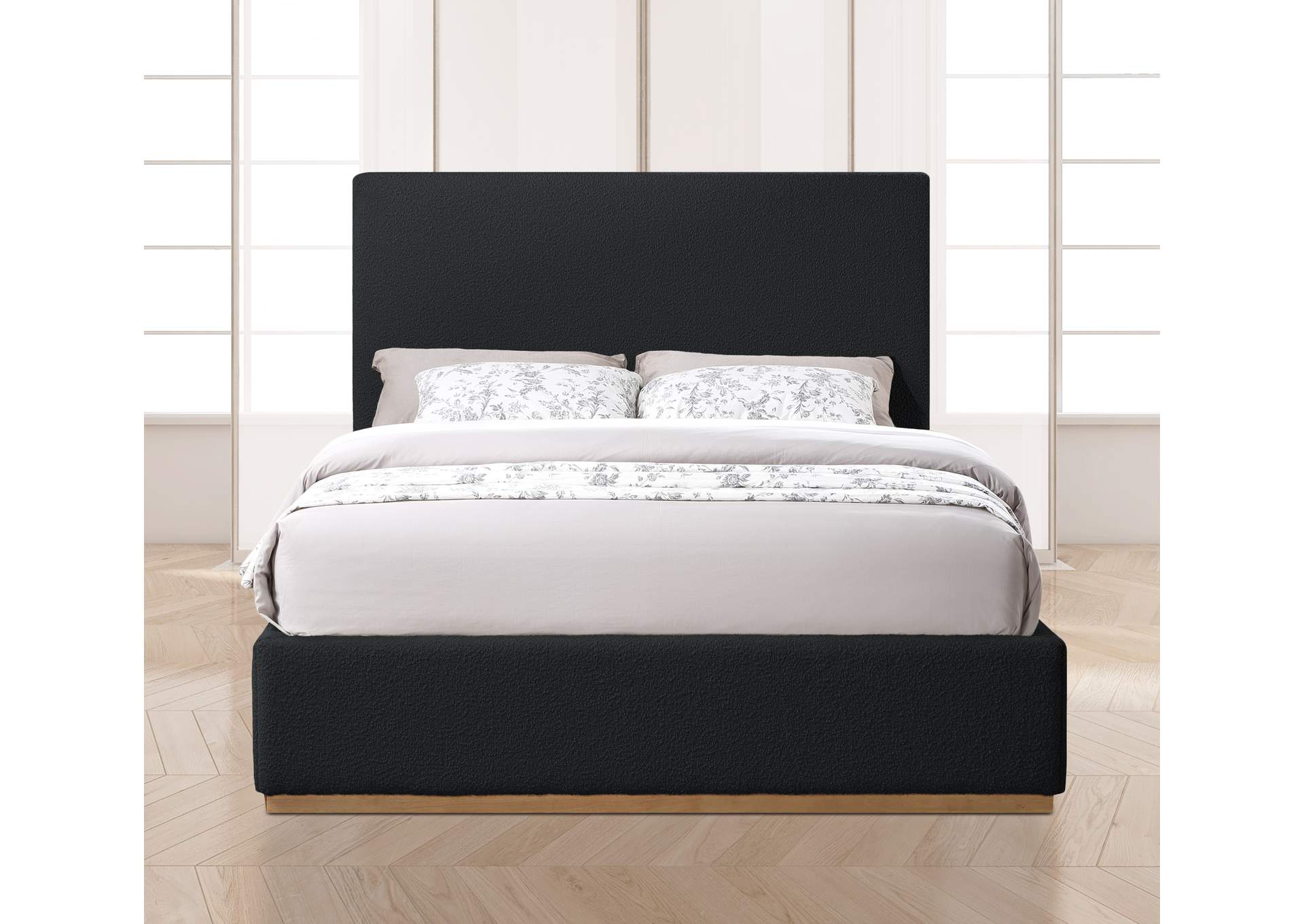 Monaco Black Boucle Fabric Full Bed,Meridian Furniture