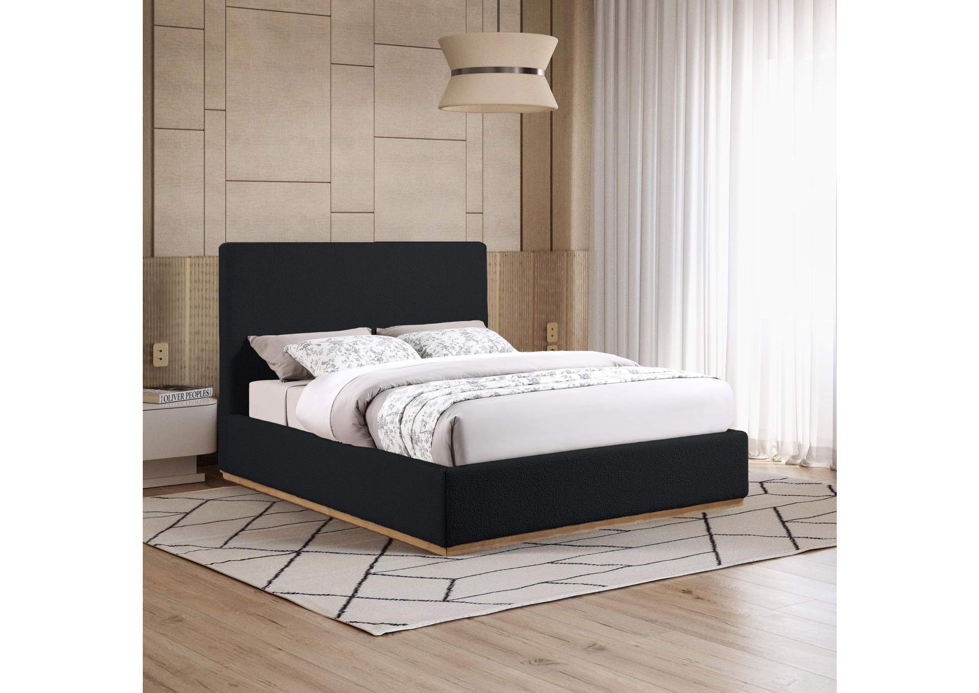 Monaco Black Boucle Fabric King Bed,Meridian Furniture