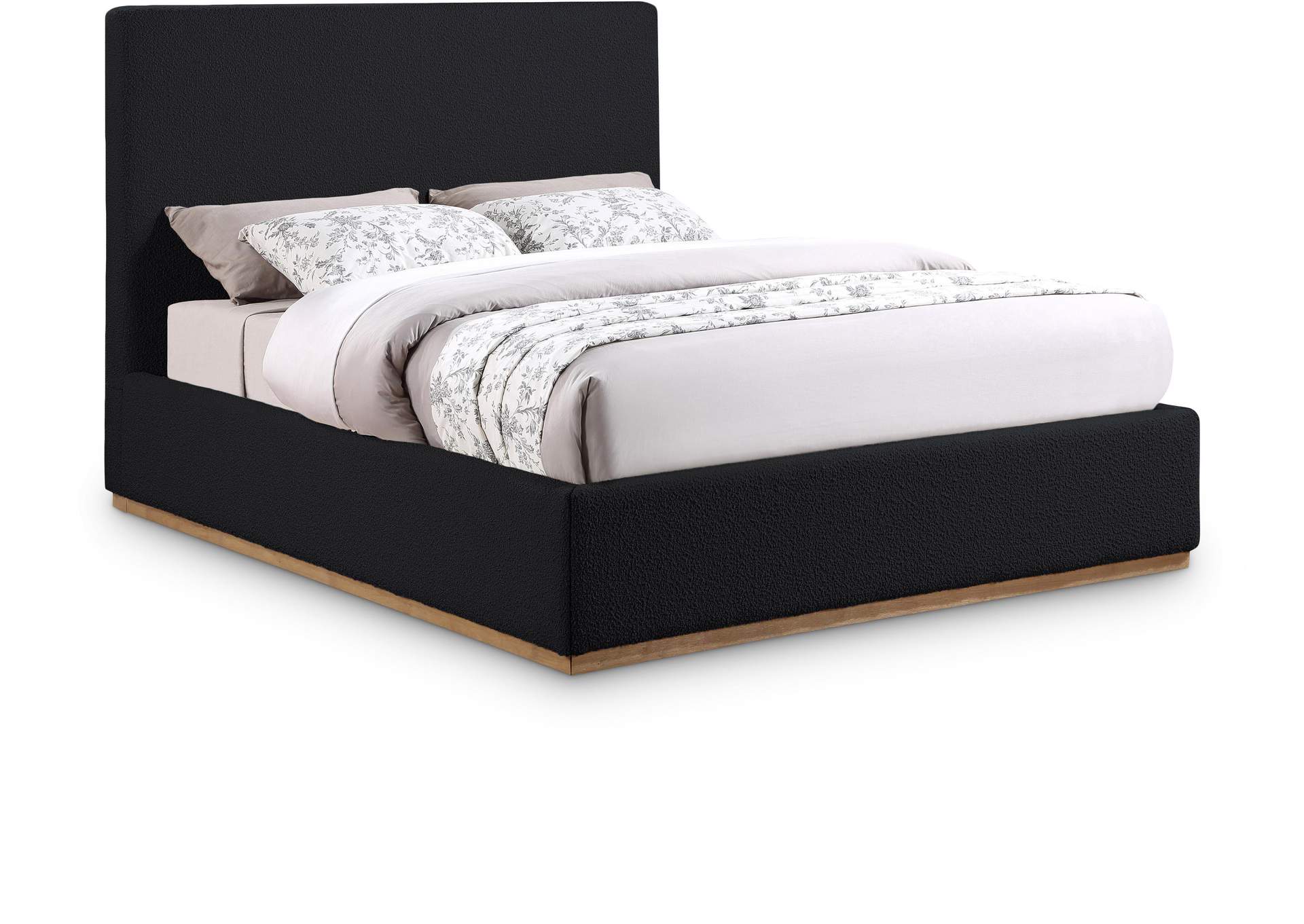 Monaco Black Boucle Fabric Queen Bed,Meridian Furniture