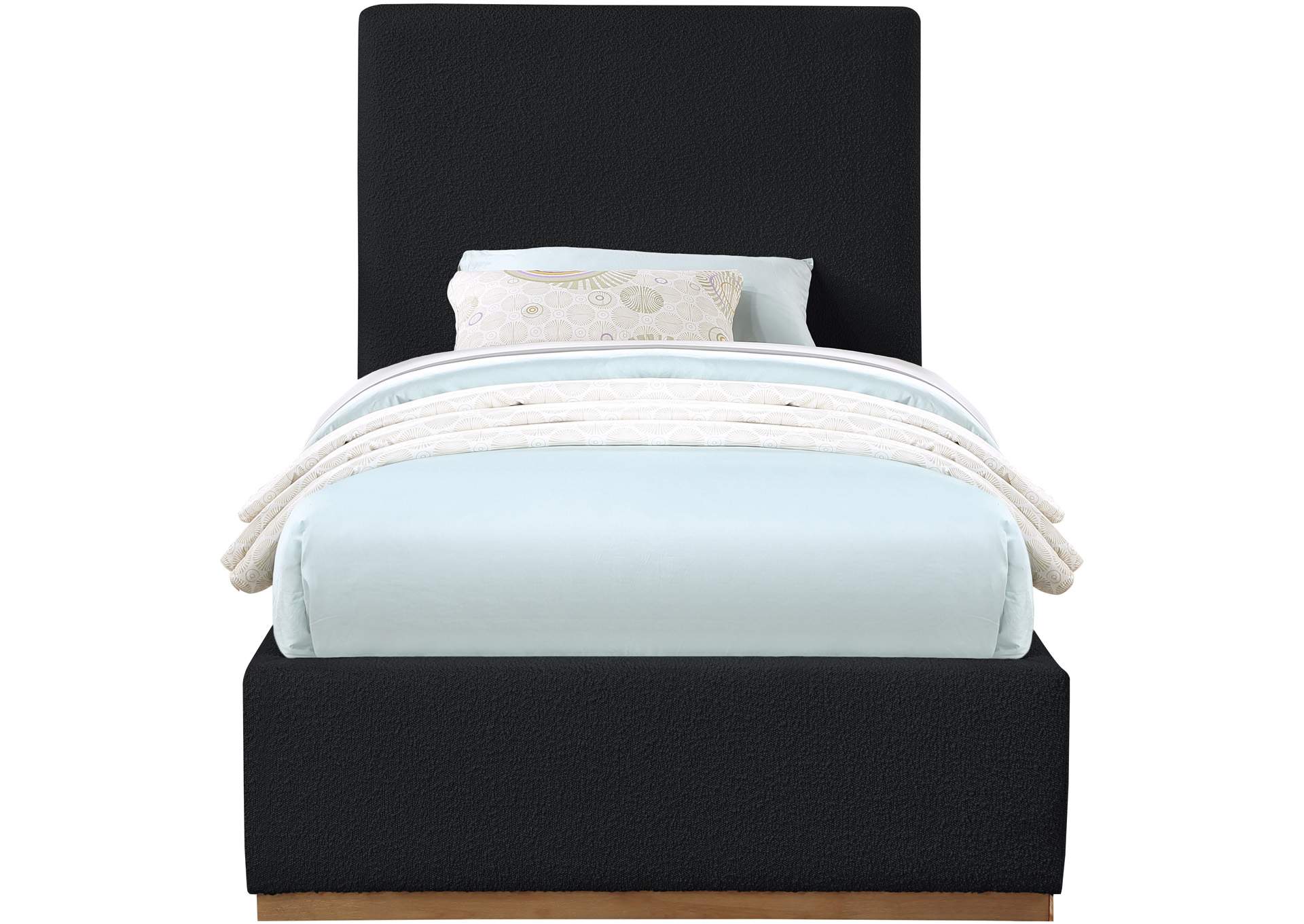 Monaco Black Boucle Fabric Twin Bed,Meridian Furniture