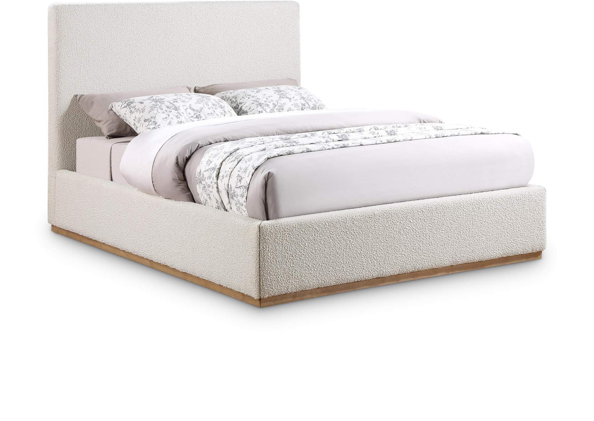 Monaco Cream Boucle Fabric King Bed,Meridian Furniture