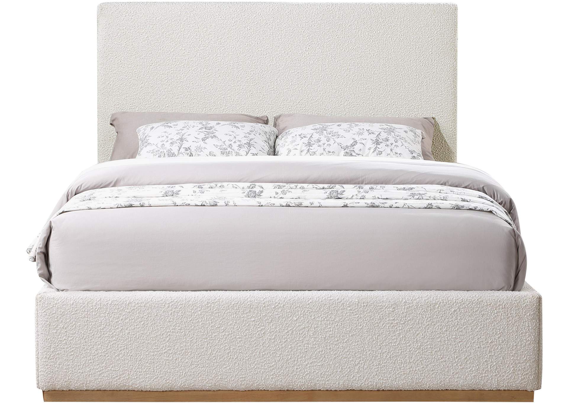 Monaco Cream Boucle Fabric King Bed,Meridian Furniture