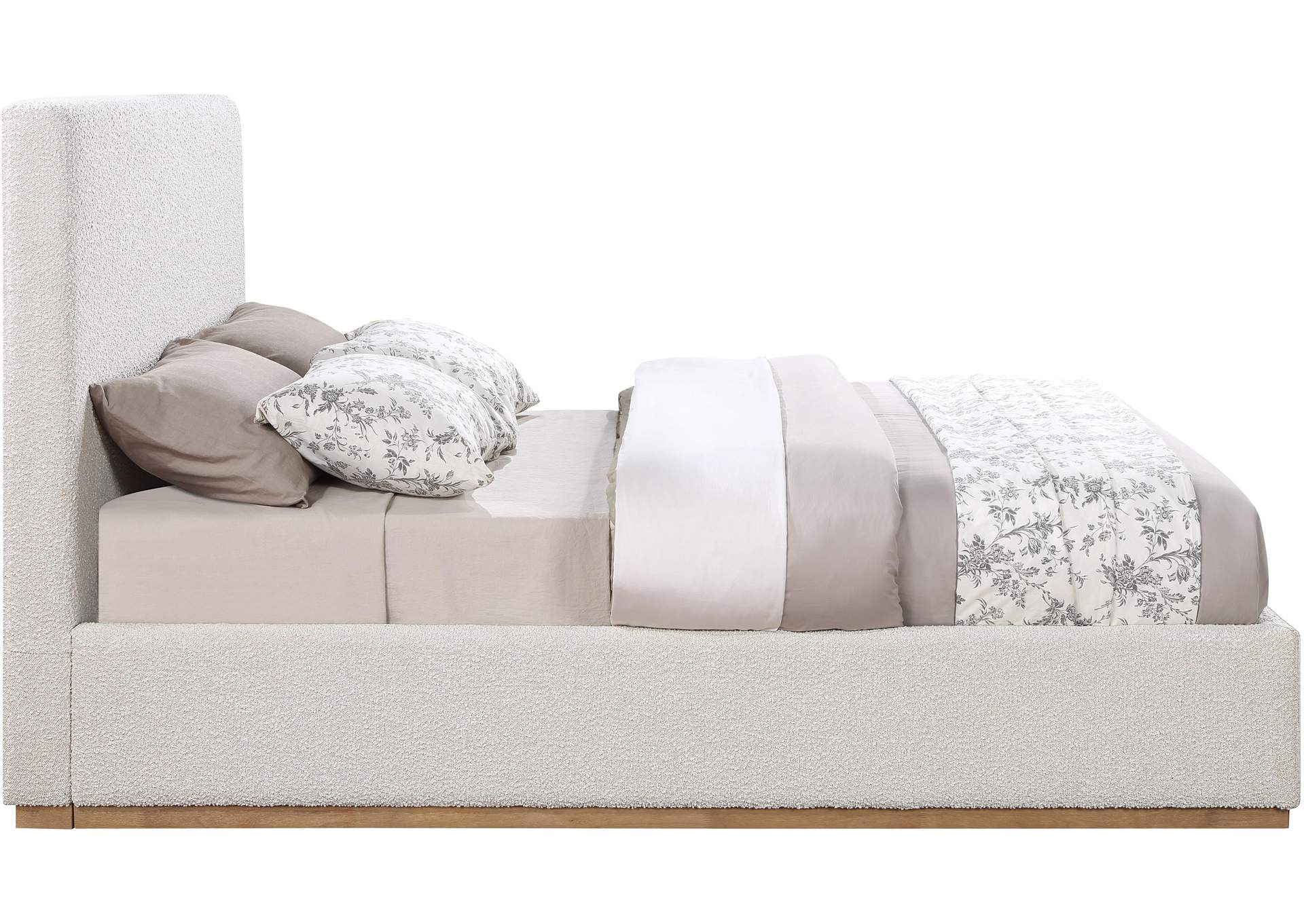 Monaco Cream Boucle Fabric King Bed,Meridian Furniture