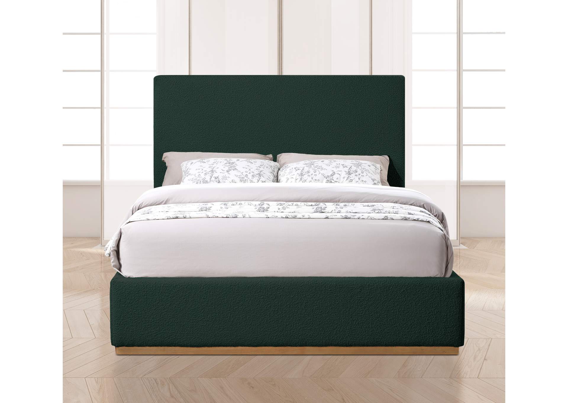 Monaco Green Boucle Fabric Full Bed,Meridian Furniture