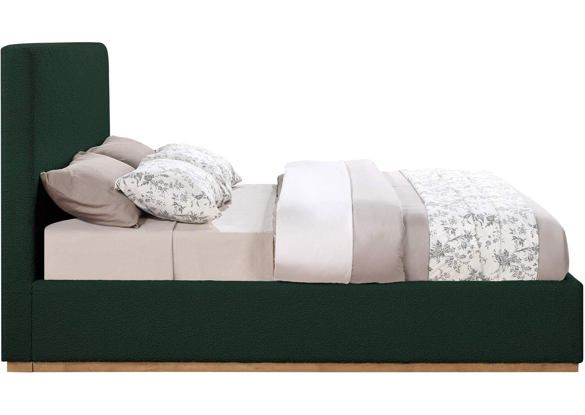 Monaco Green Boucle Fabric King Bed,Meridian Furniture