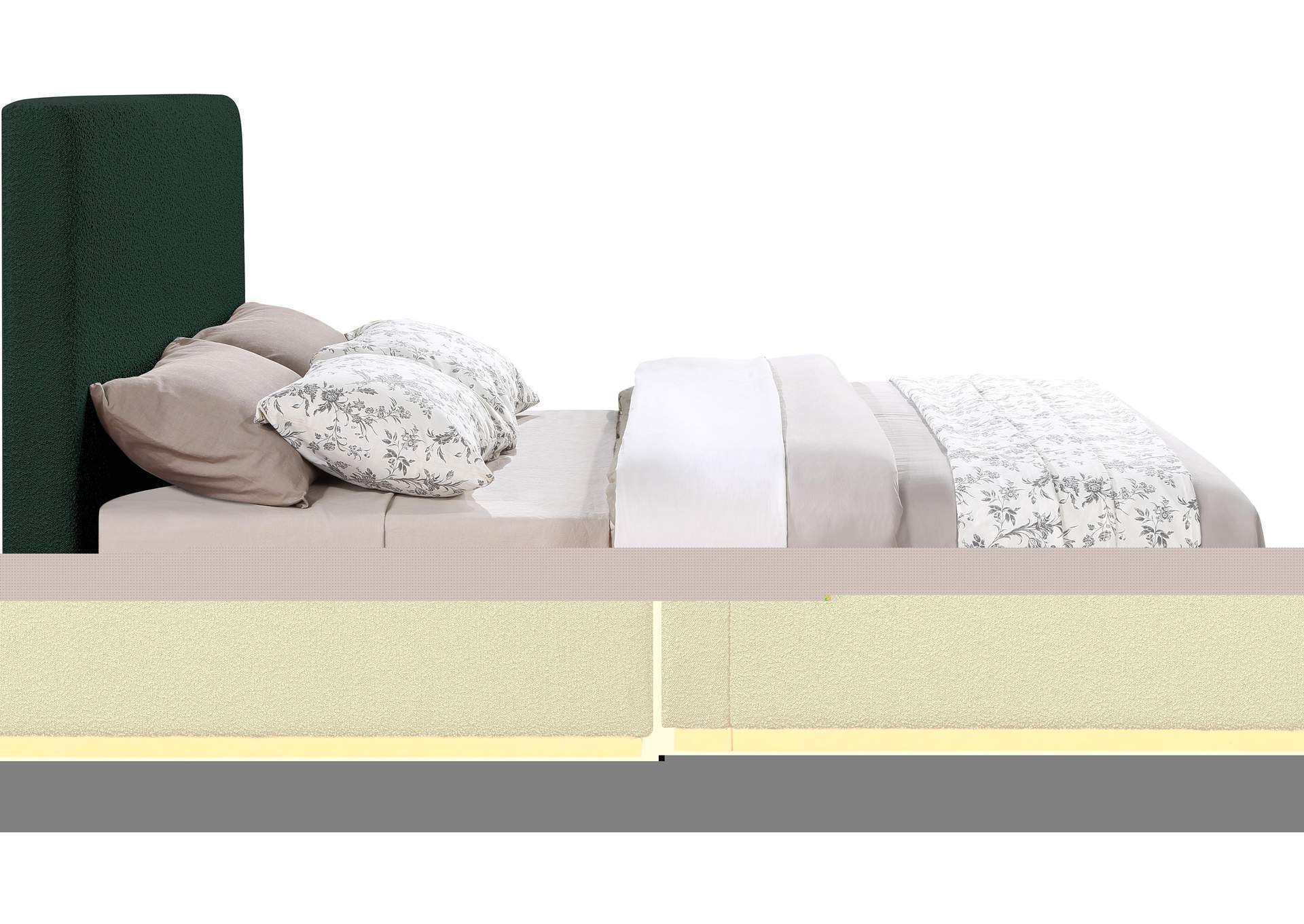 Monaco Green Boucle Fabric Queen Bed,Meridian Furniture