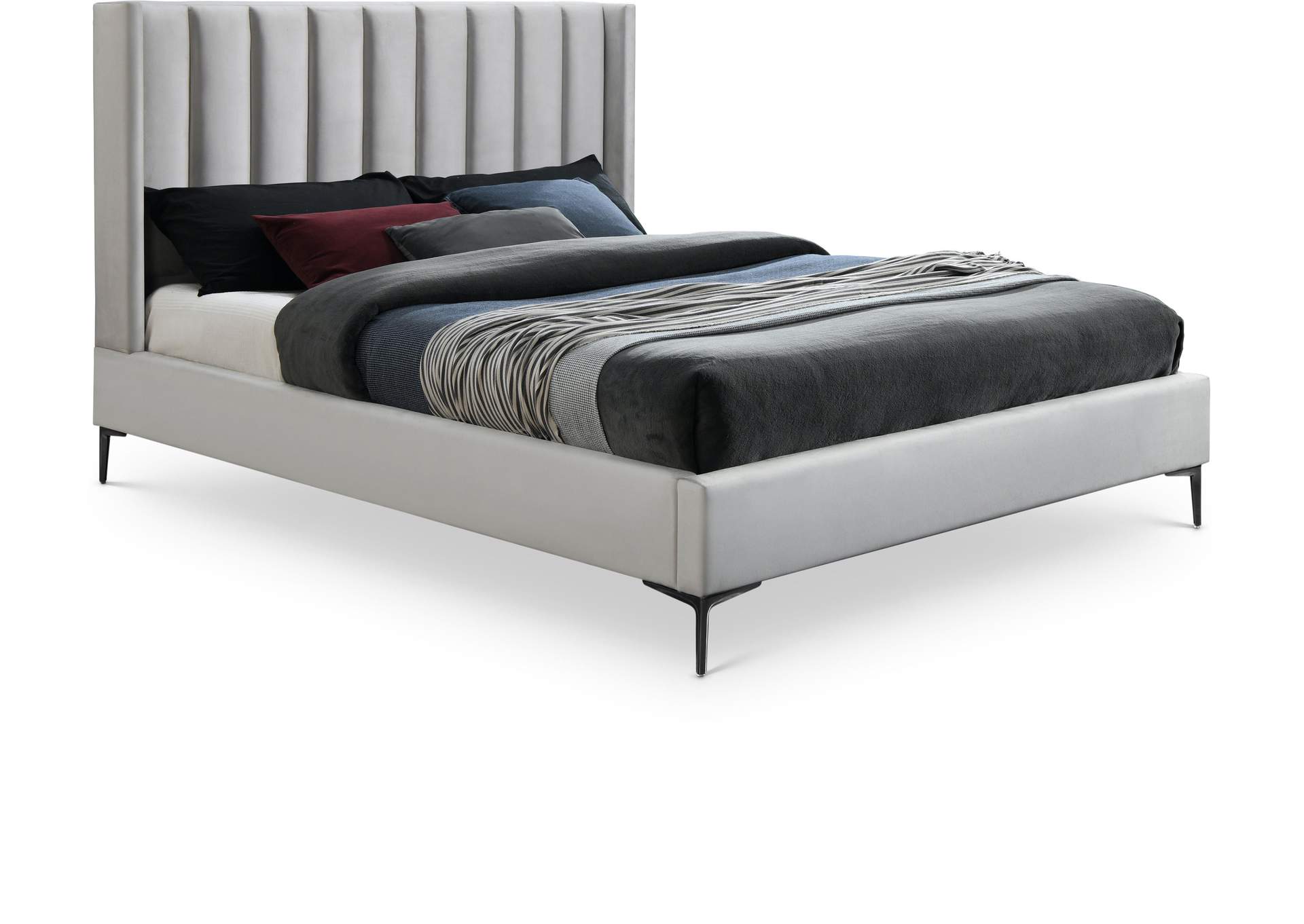 Nadia Cream Velvet King Bed,Meridian Furniture