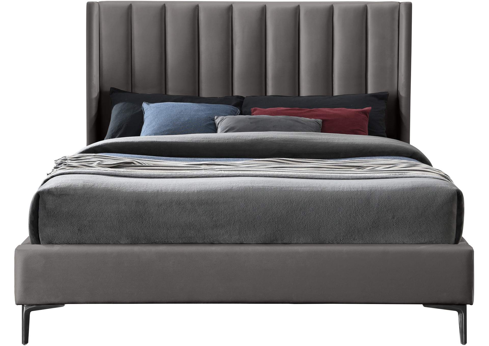 Nadia Grey Velvet Full Bed,Meridian Furniture