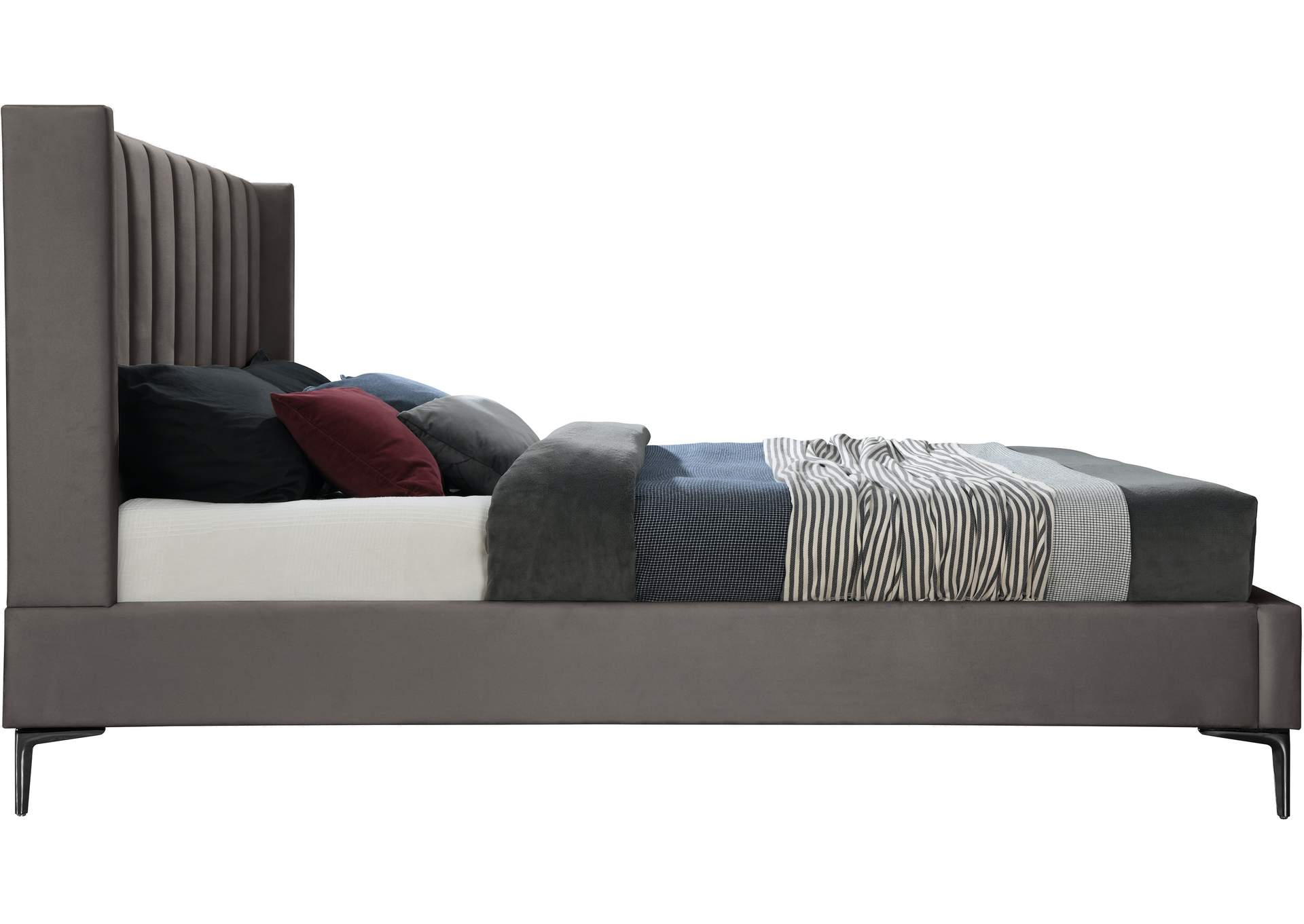 Nadia Grey Velvet Full Bed,Meridian Furniture