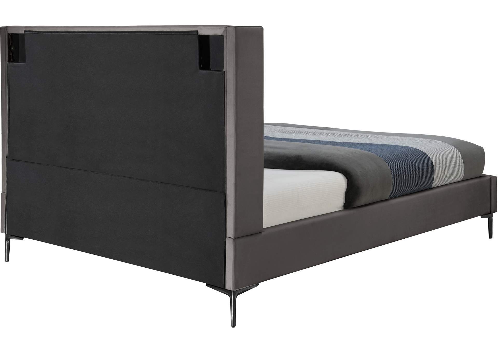 Nadia Grey Velvet Full Bed,Meridian Furniture