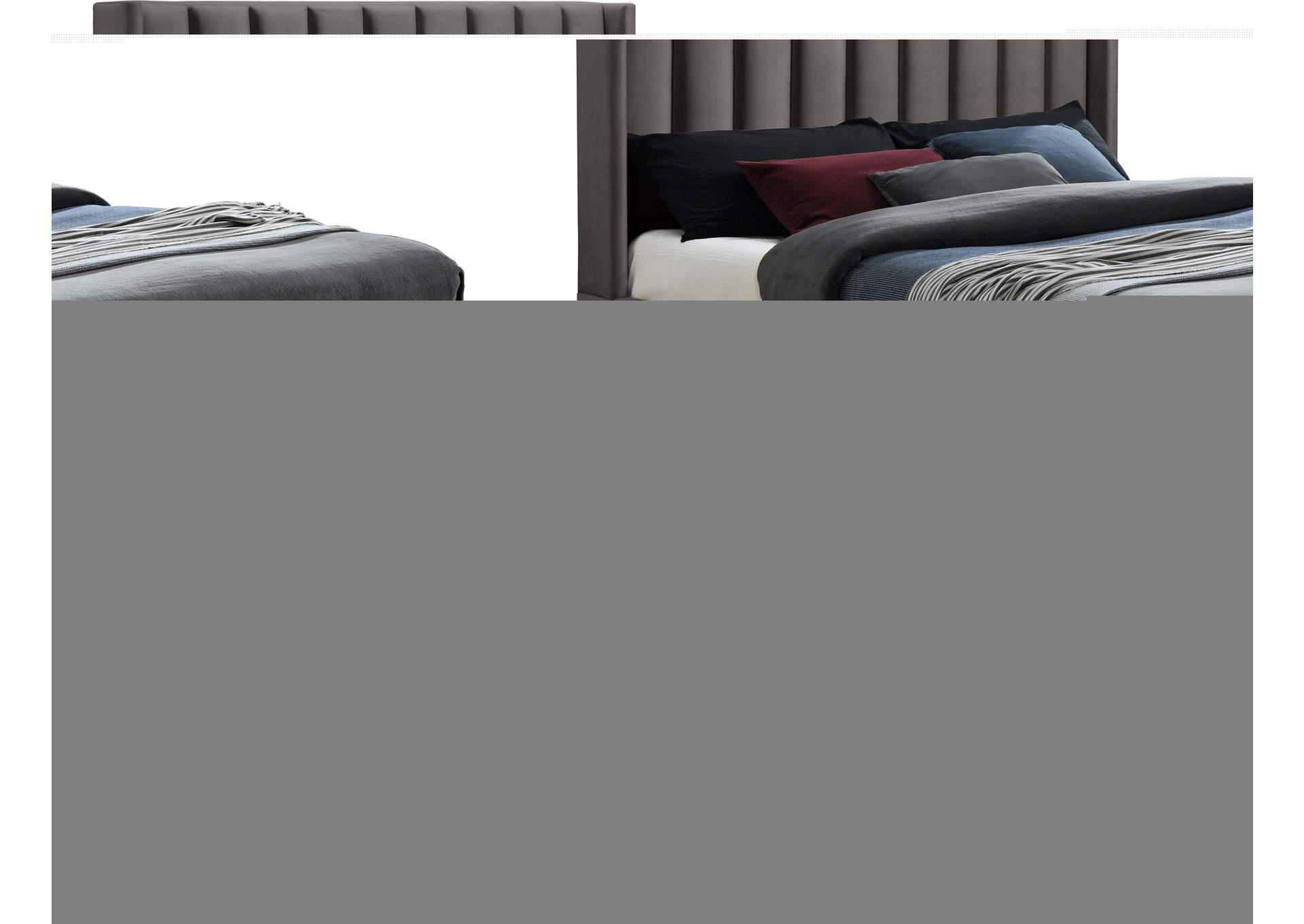 Nadia Grey Velvet Queen Bed,Meridian Furniture