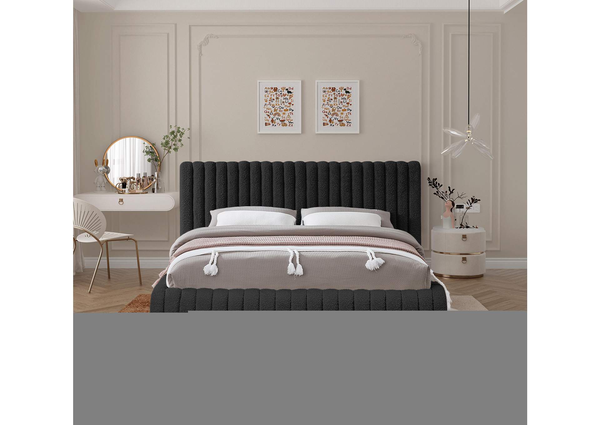 Nash Black Boucle Fabric Full Bed,Meridian Furniture