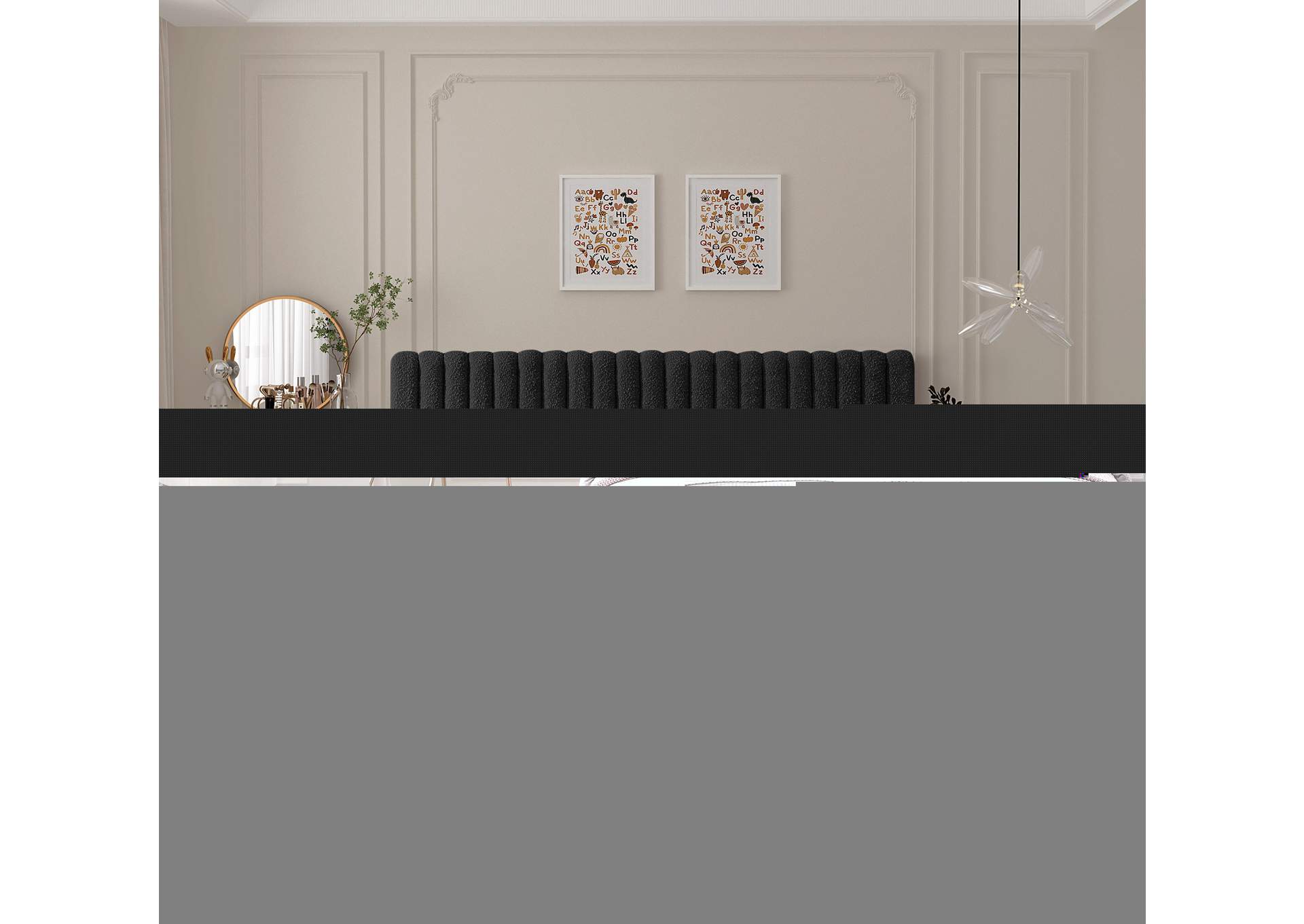 Nash Black Boucle Fabric King Bed,Meridian Furniture