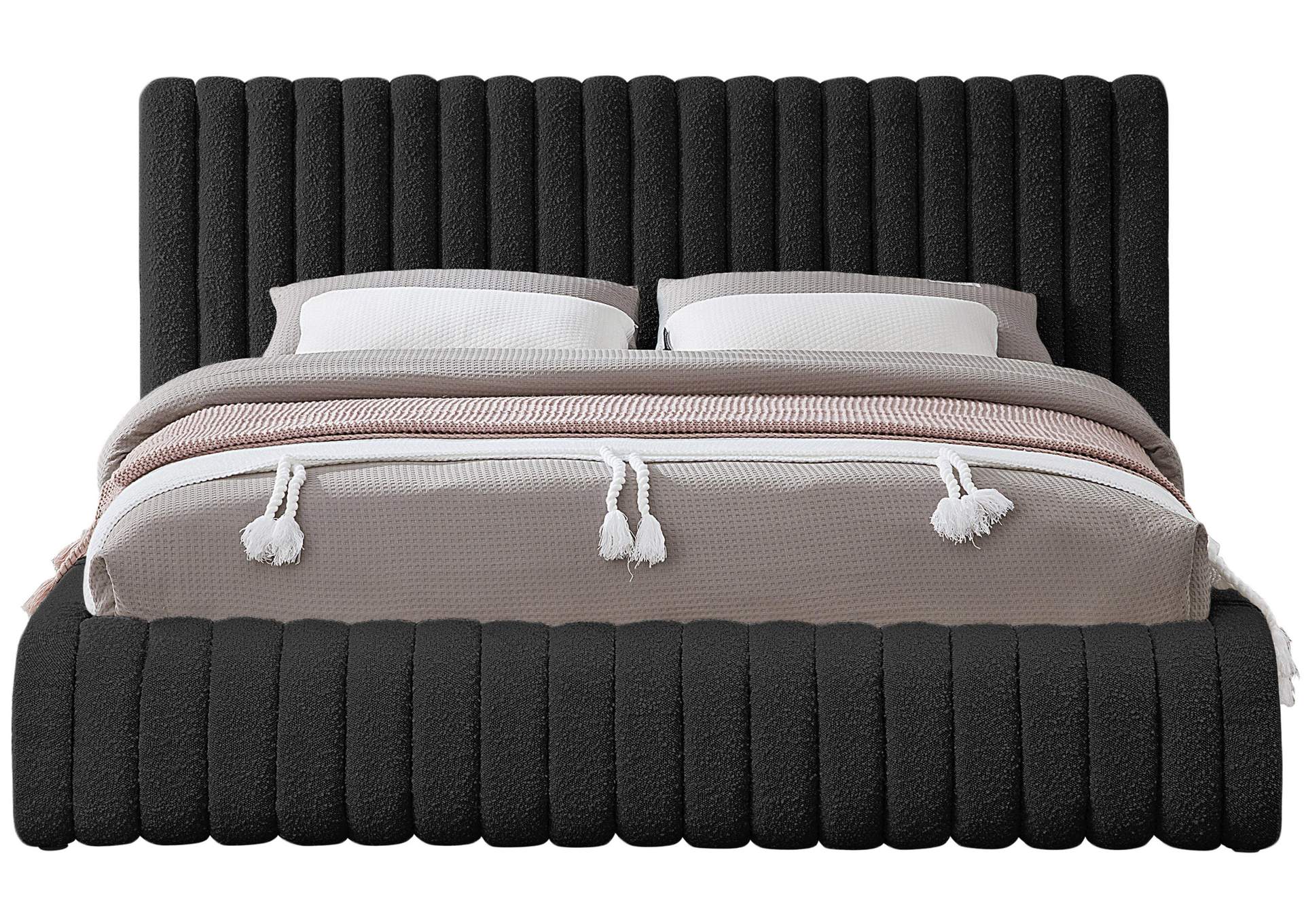 Nash Black Boucle Fabric Queen Bed,Meridian Furniture