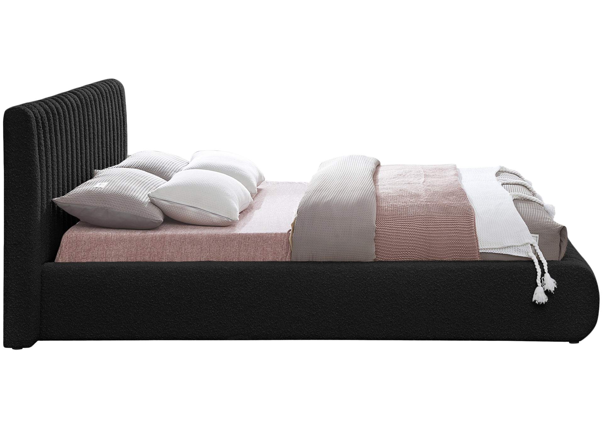 Nash Black Boucle Fabric Queen Bed,Meridian Furniture