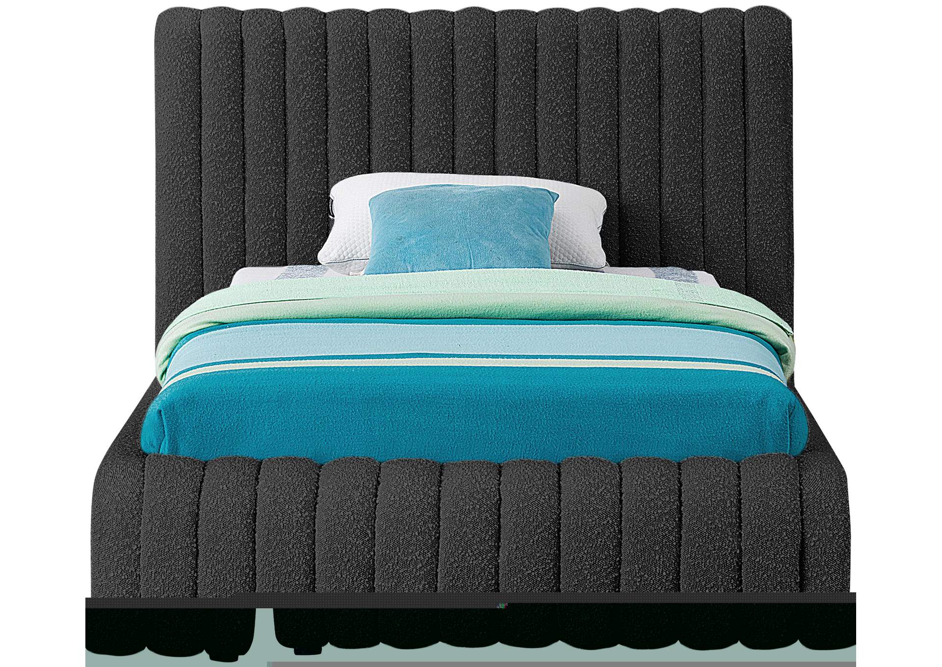 Nash Black Boucle Fabric Twin Bed,Meridian Furniture