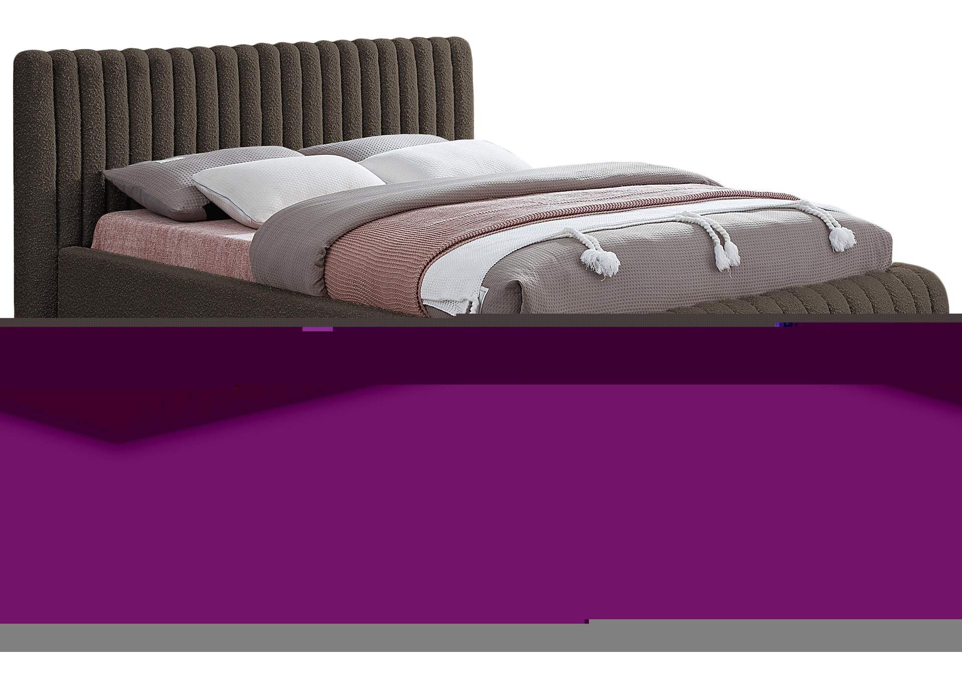 Nash Brown Boucle Fabric King Bed,Meridian Furniture