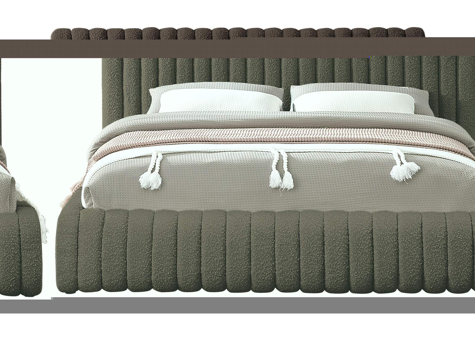 Nash Brown Boucle Fabric King Bed,Meridian Furniture