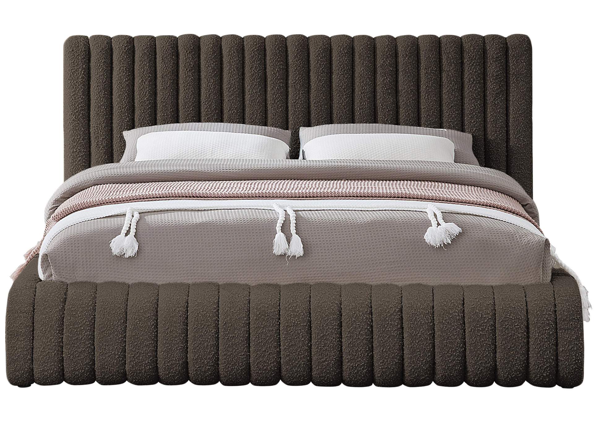 Nash Brown Boucle Fabric Queen Bed,Meridian Furniture