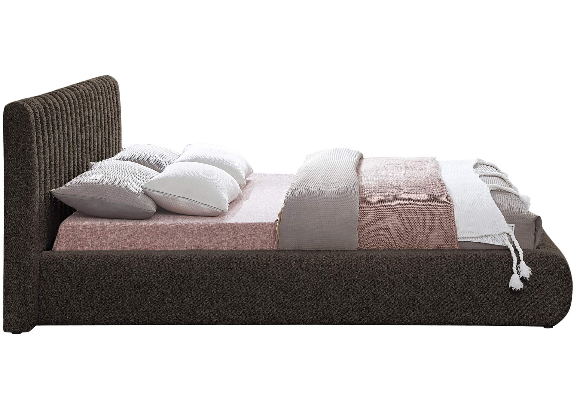 Nash Brown Boucle Fabric Queen Bed,Meridian Furniture