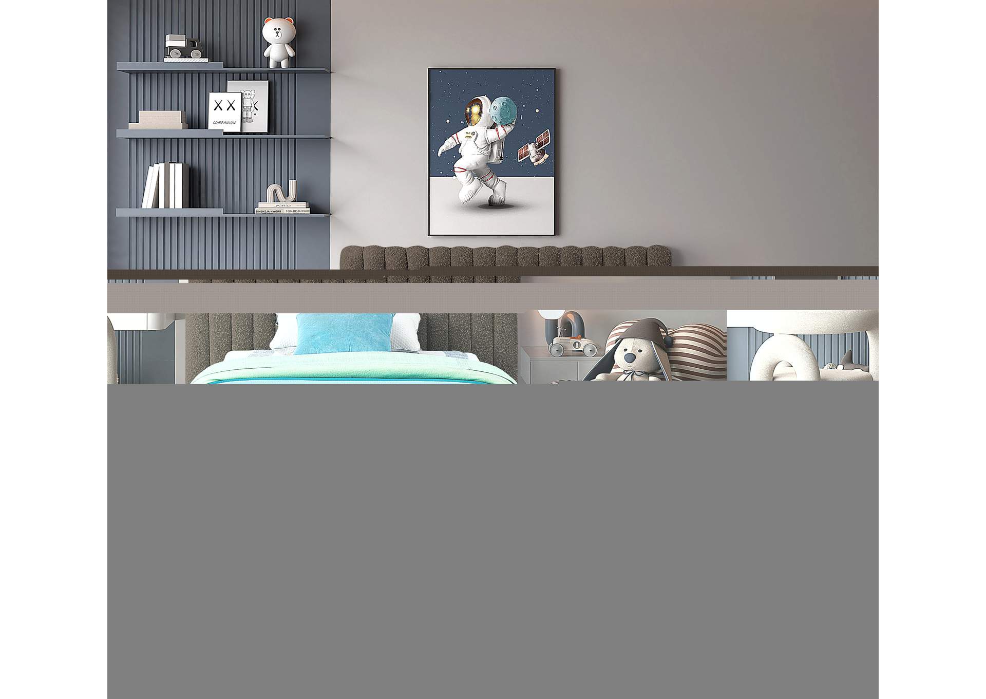 Nash Brown Boucle Fabric Twin Bed,Meridian Furniture