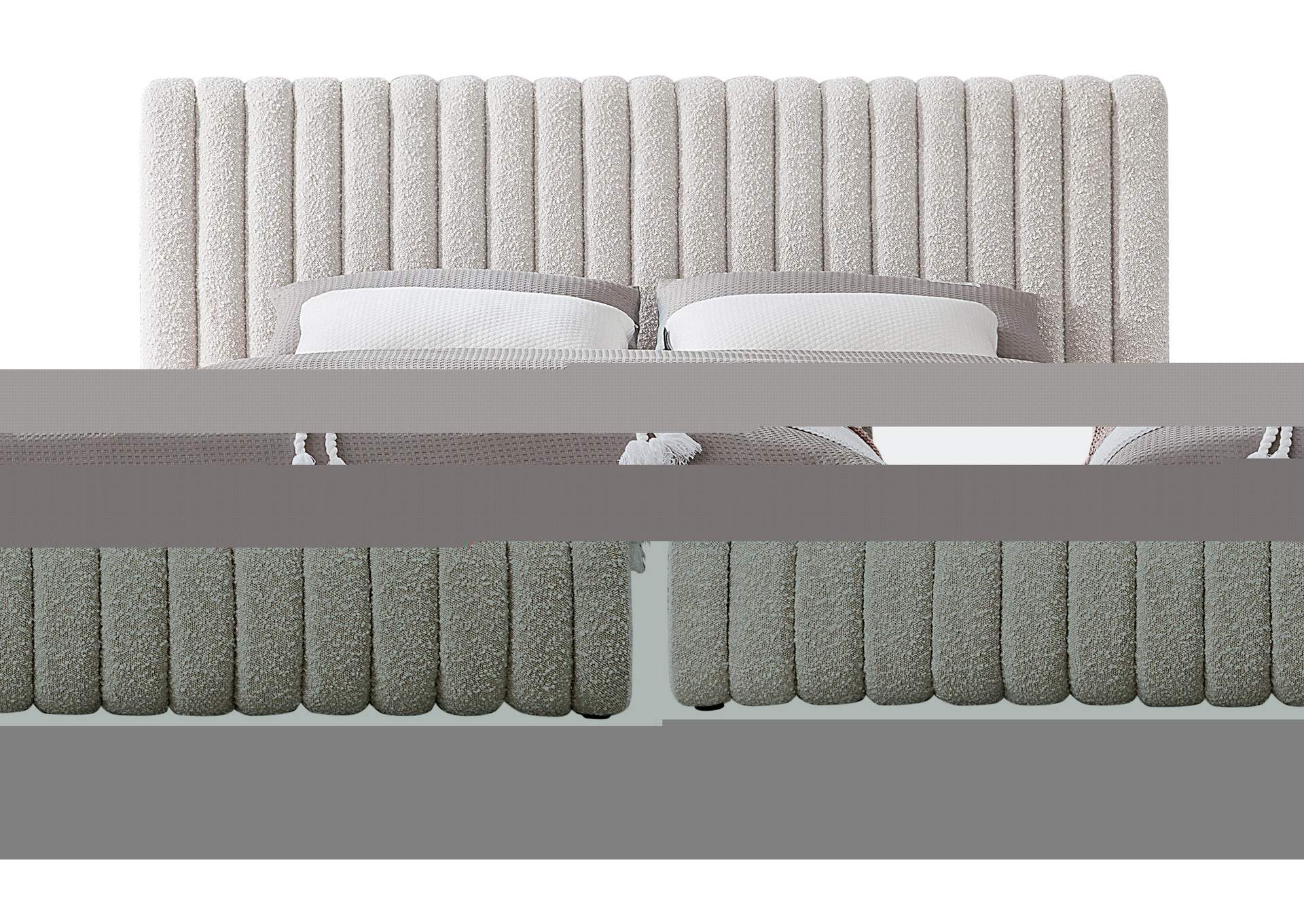 Nash Cream Boucle Fabric Full Bed,Meridian Furniture