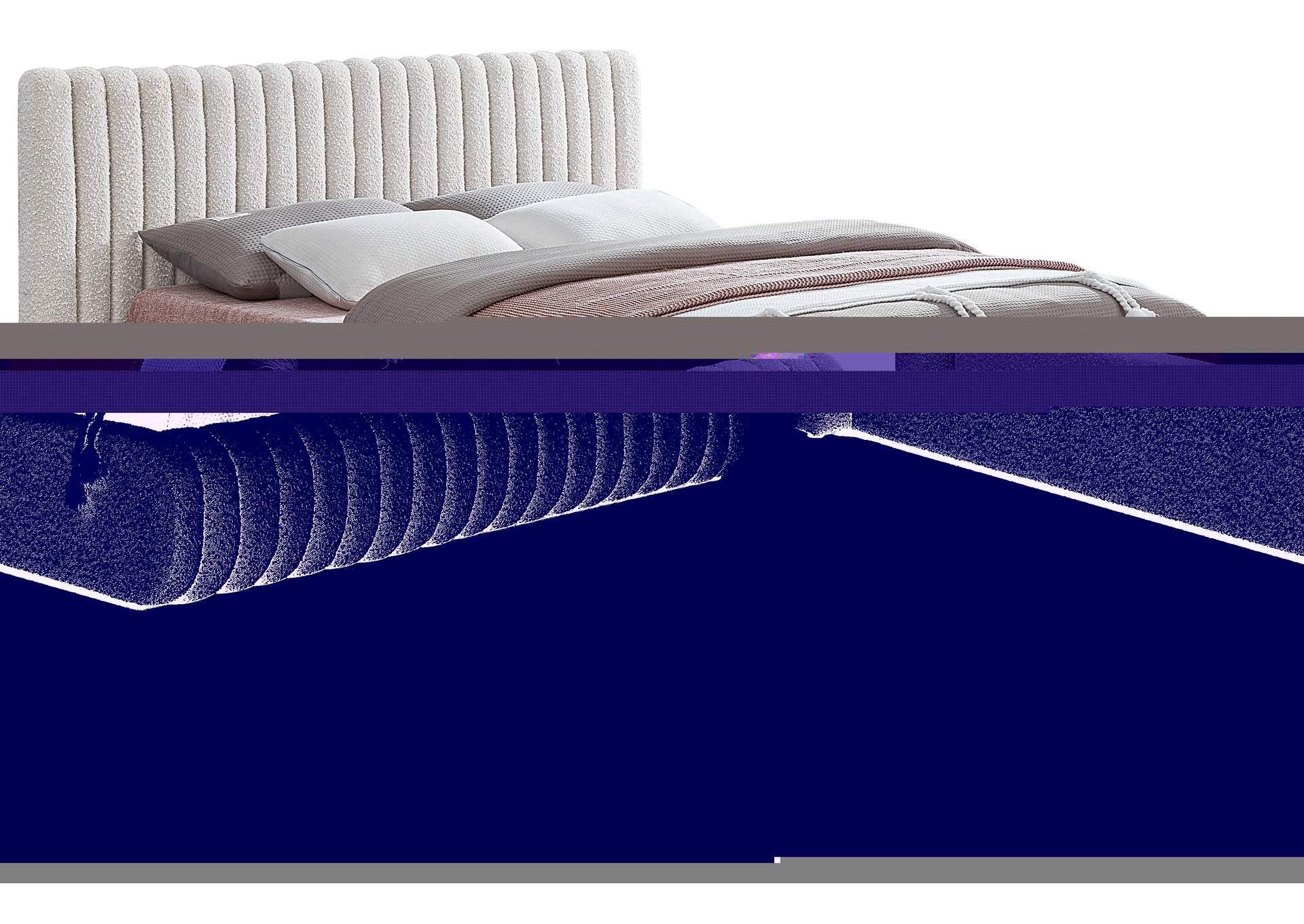 Nash Cream Boucle Fabric King Bed,Meridian Furniture