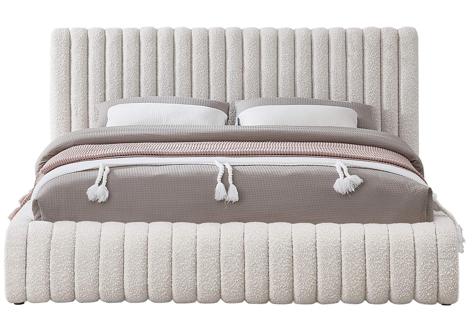 Nash Cream Boucle Fabric King Bed,Meridian Furniture