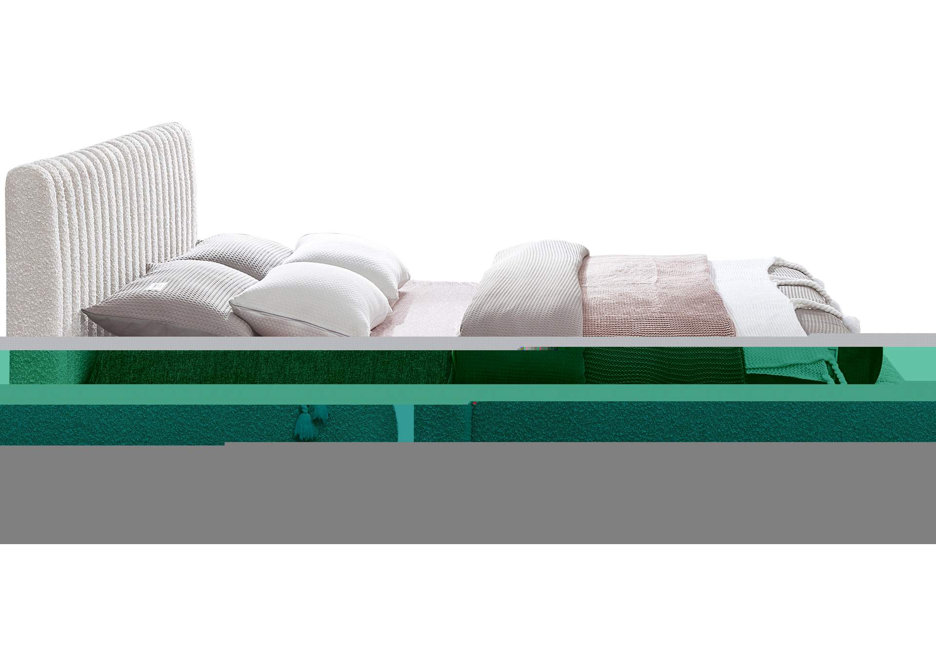 Nash Cream Boucle Fabric King Bed,Meridian Furniture