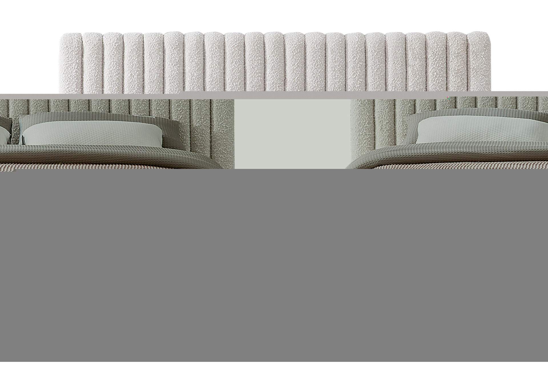 Nash Cream Boucle Fabric Queen Bed,Meridian Furniture