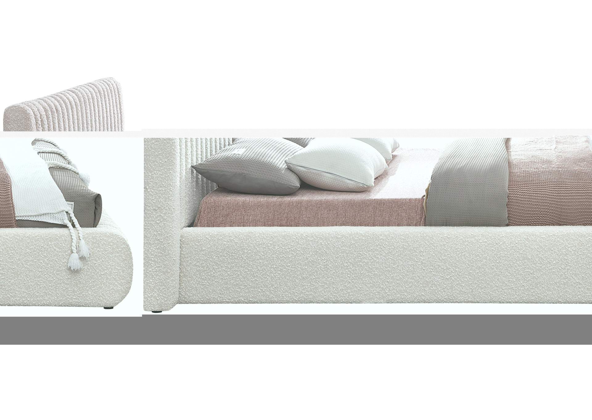 Nash Cream Boucle Fabric Queen Bed,Meridian Furniture